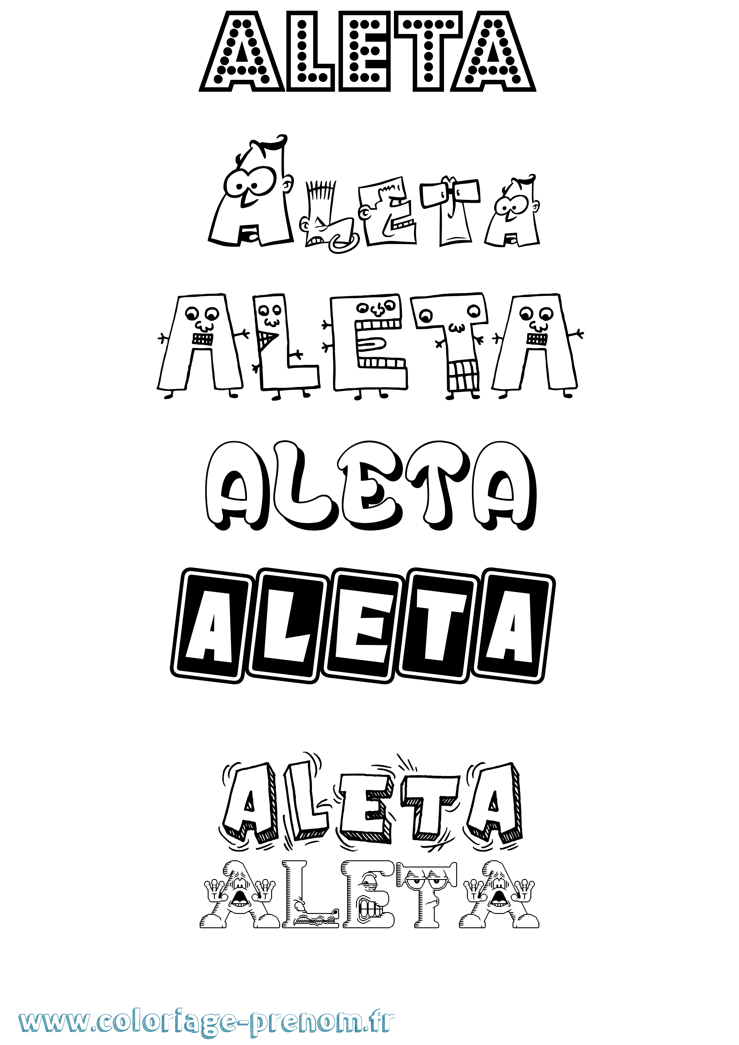 Coloriage Aleta Fun Coloriage prénom Aleta Fun
