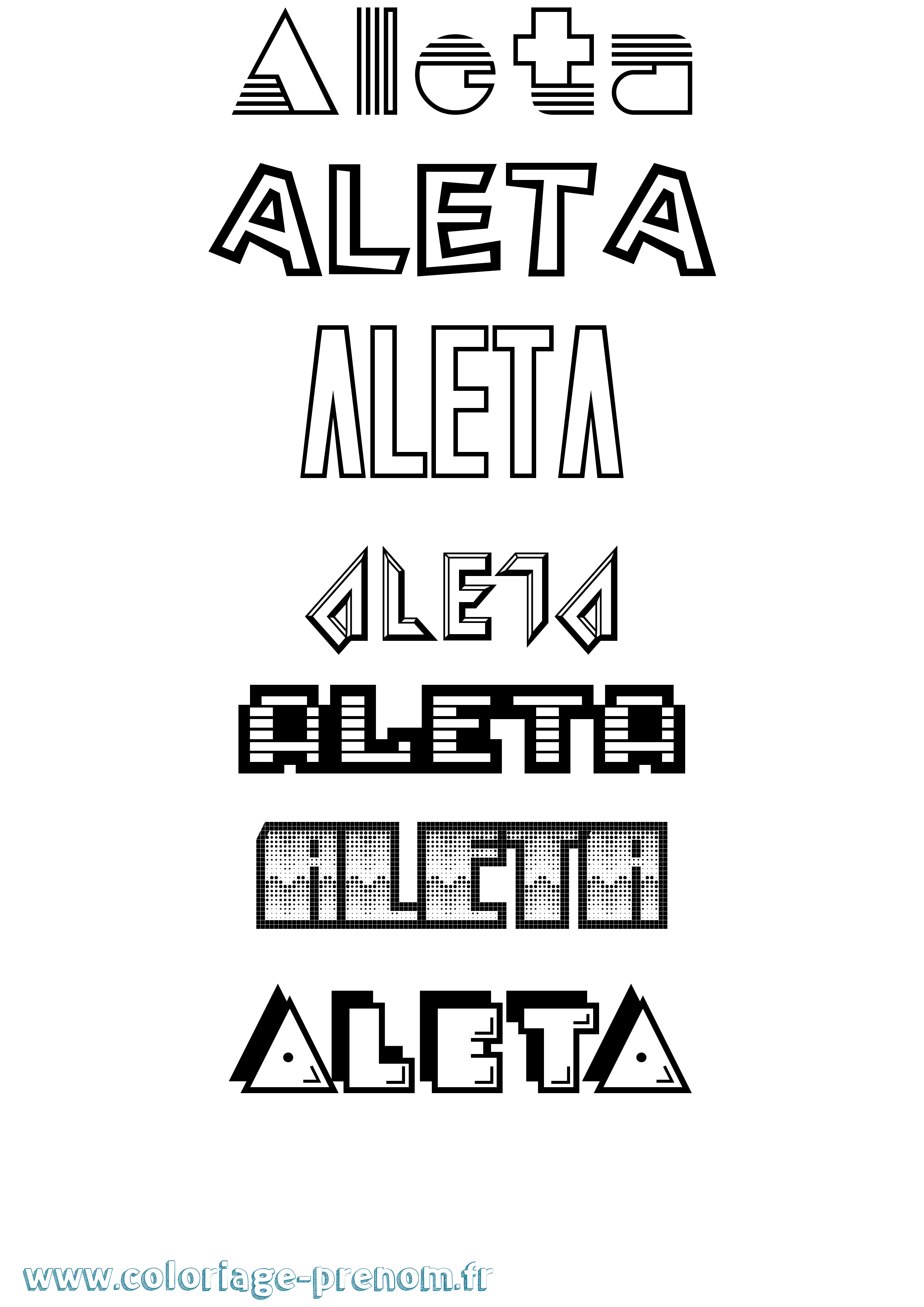 Coloriage Aleta Jeux Vidéos Coloriage prénom Aleta Jeux Vidéos