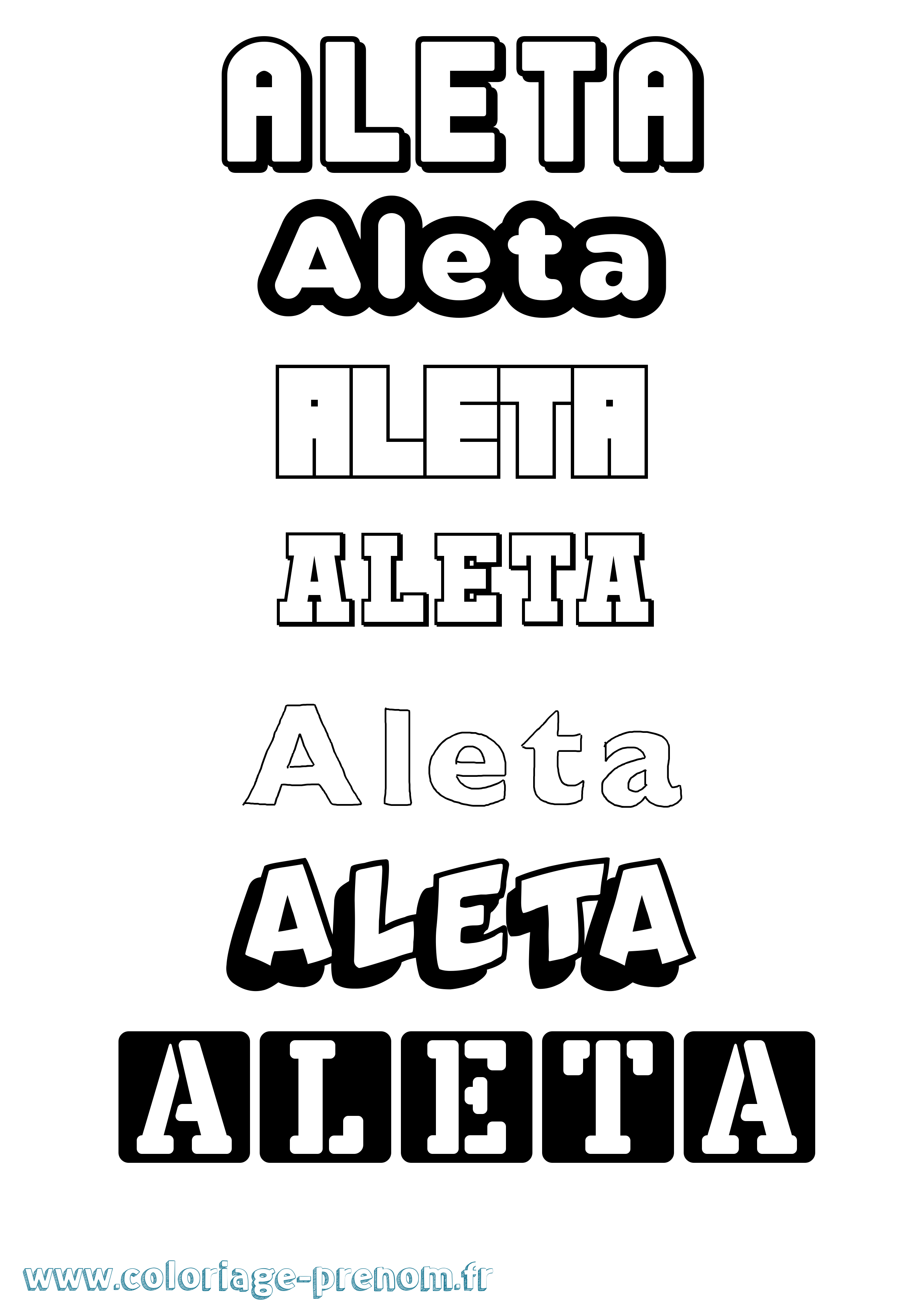 Coloriage Aleta Simple Coloriage prénom Aleta Simple
