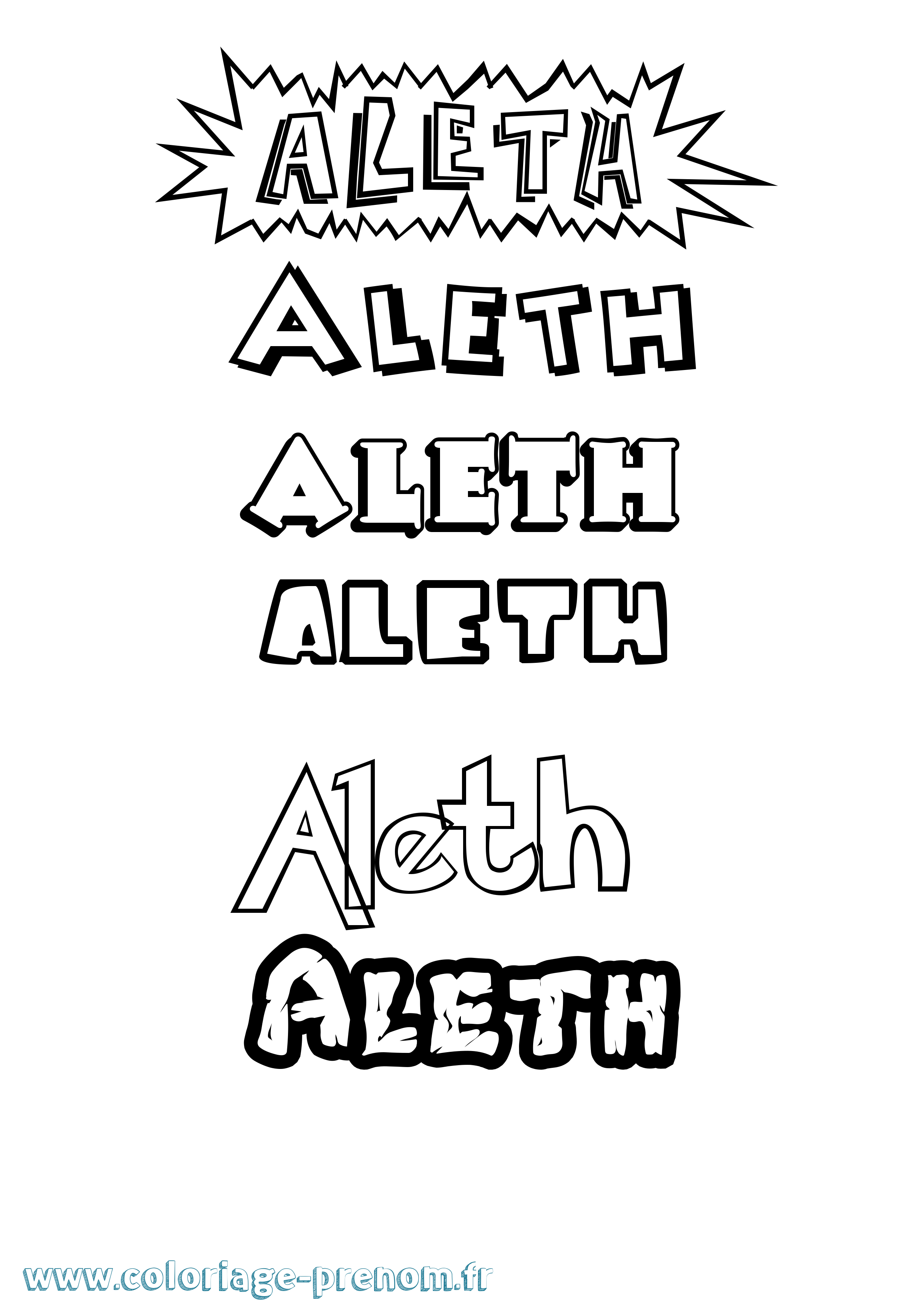 Coloriage Aleth Dessin Animé Coloriage prénom Aleth Dessin Animé