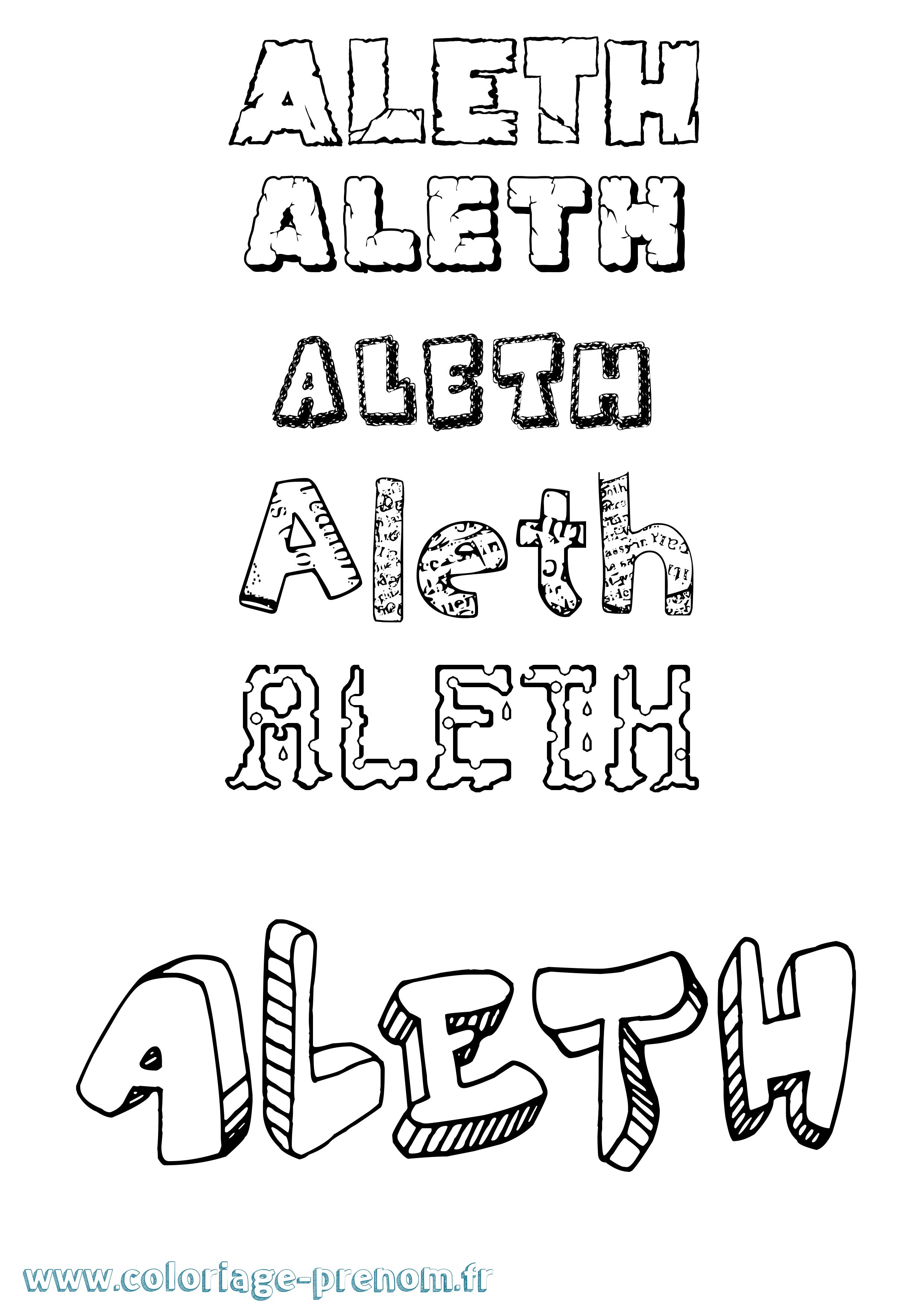 Coloriage Aleth Destructuré Coloriage prénom Aleth Destructuré