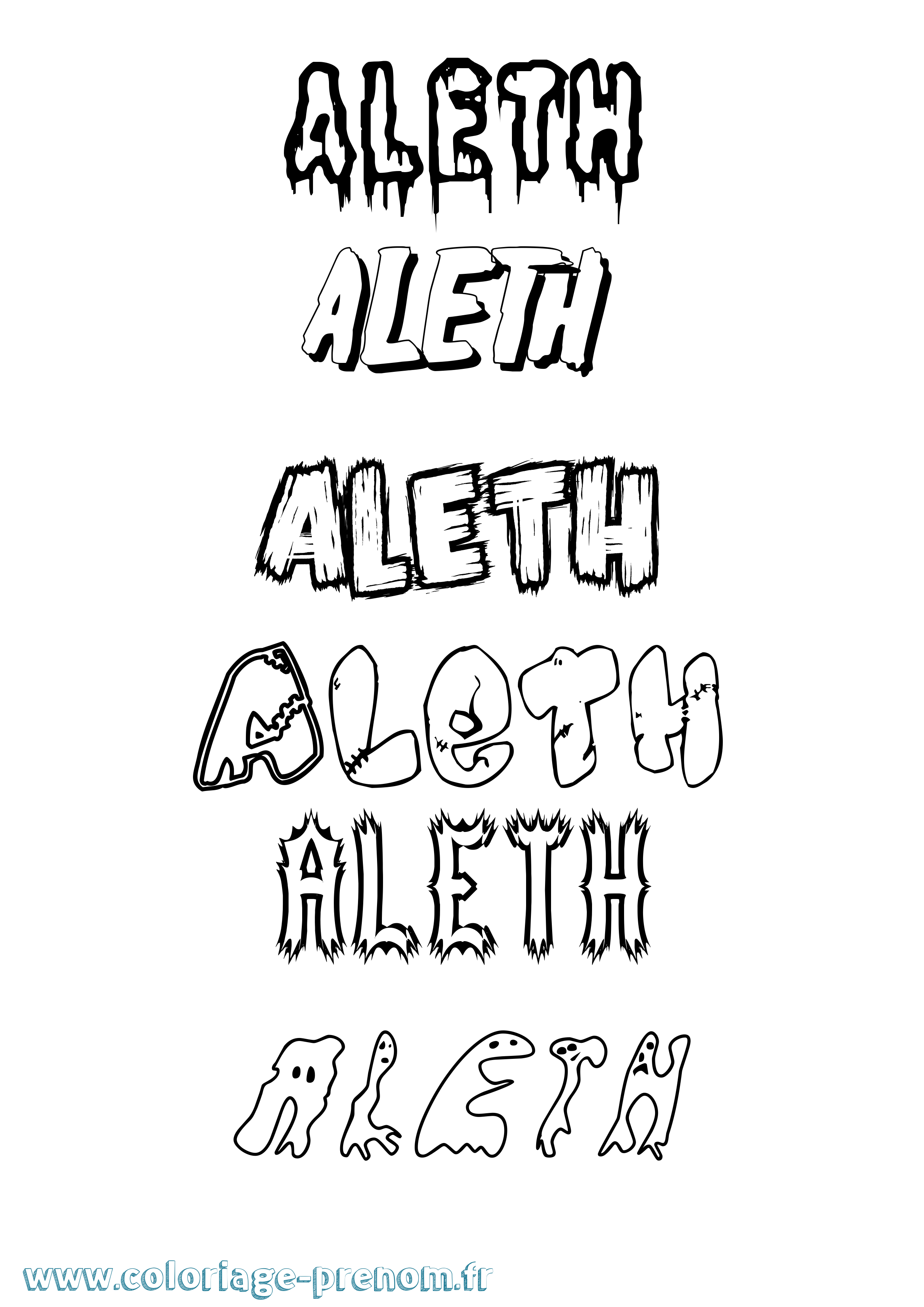 Coloriage Aleth Frisson Coloriage prénom Aleth Frisson