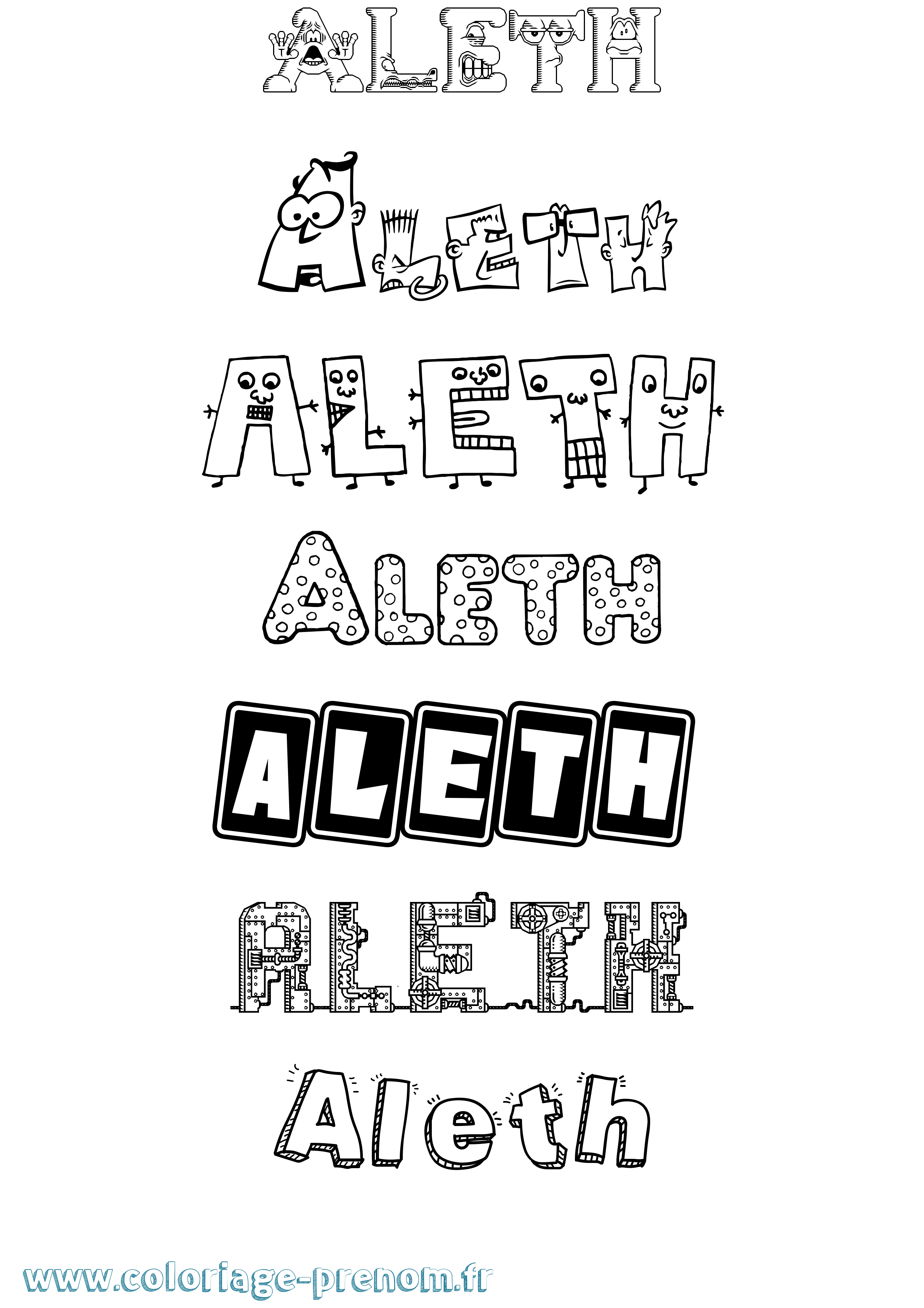 Coloriage Aleth Fun Coloriage prénom Aleth Fun