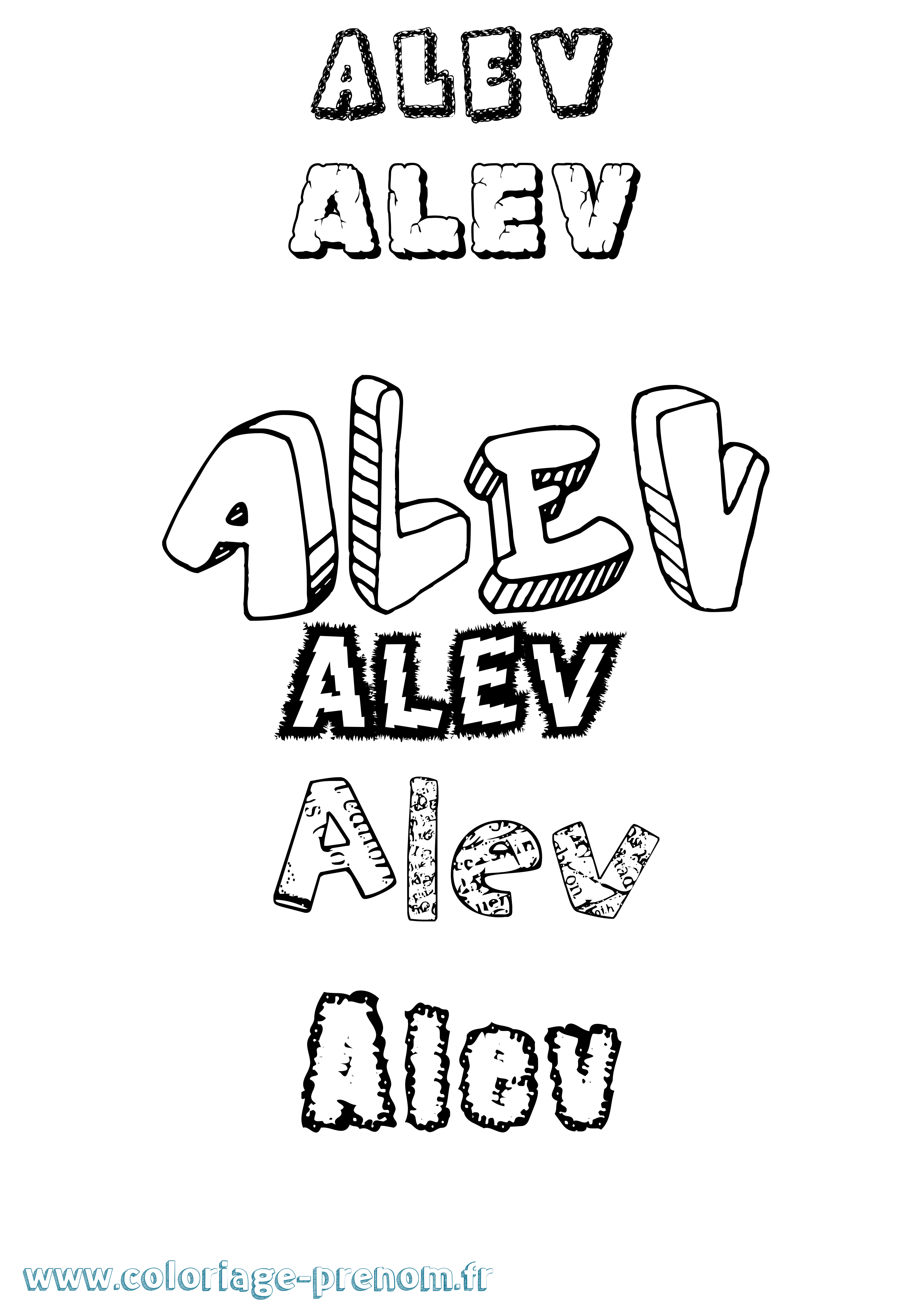 Coloriage Alev Destructuré Coloriage prénom Alev Destructuré