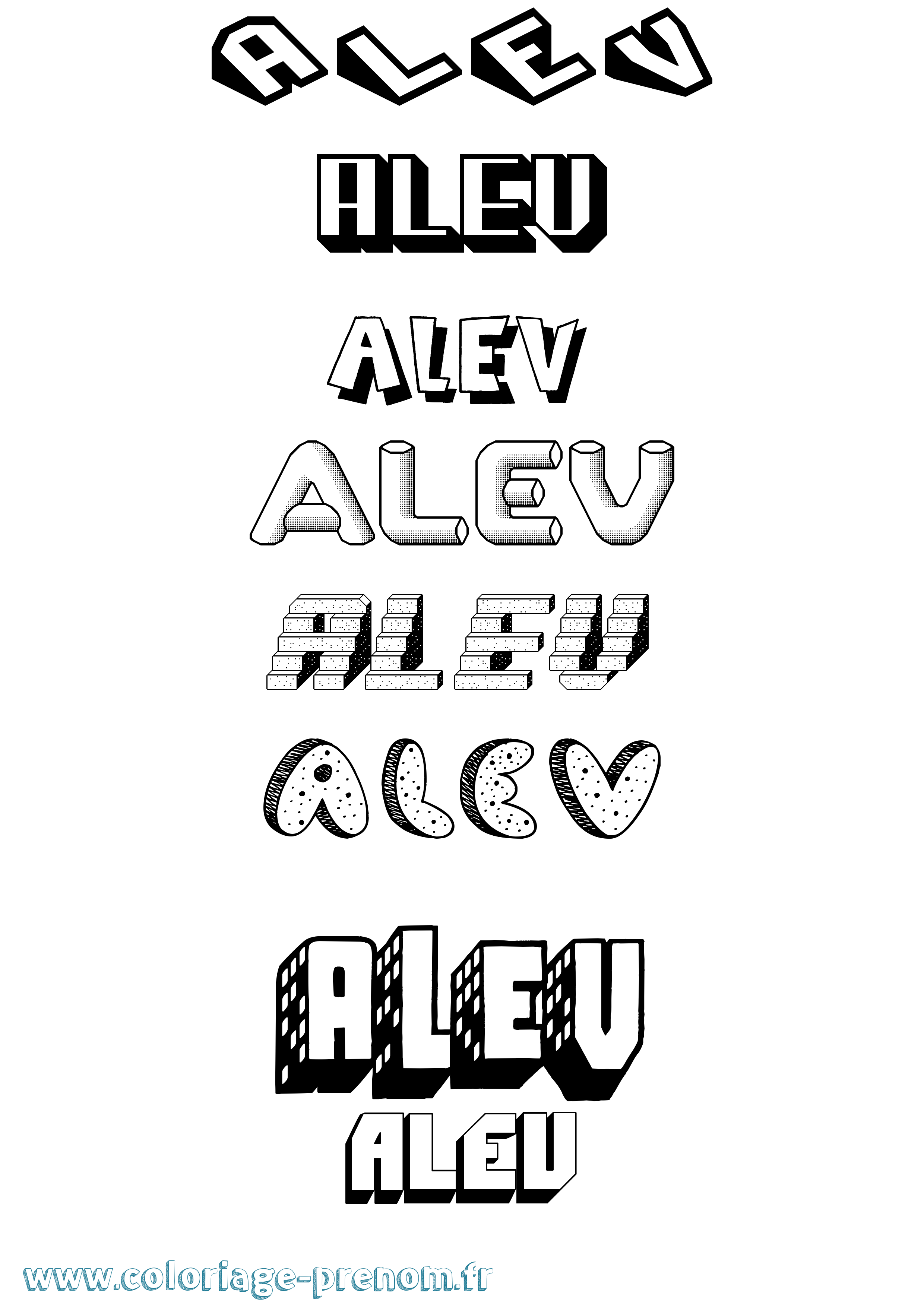 Coloriage Alev Effet 3D Coloriage prénom Alev Effet 3D