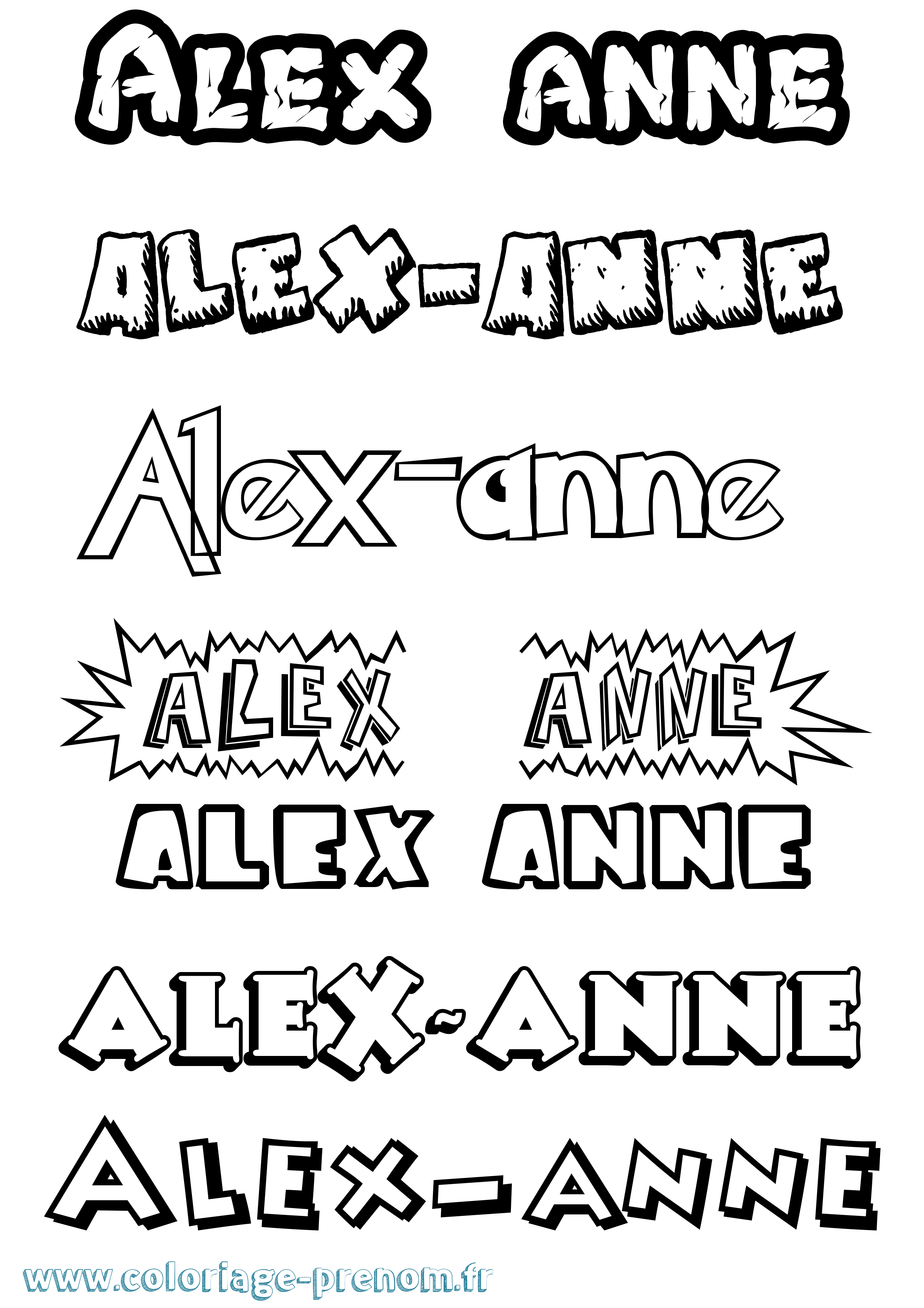 Coloriage Alex-Anne Dessin Animé Coloriage prénom Alex-Anne Dessin Animé