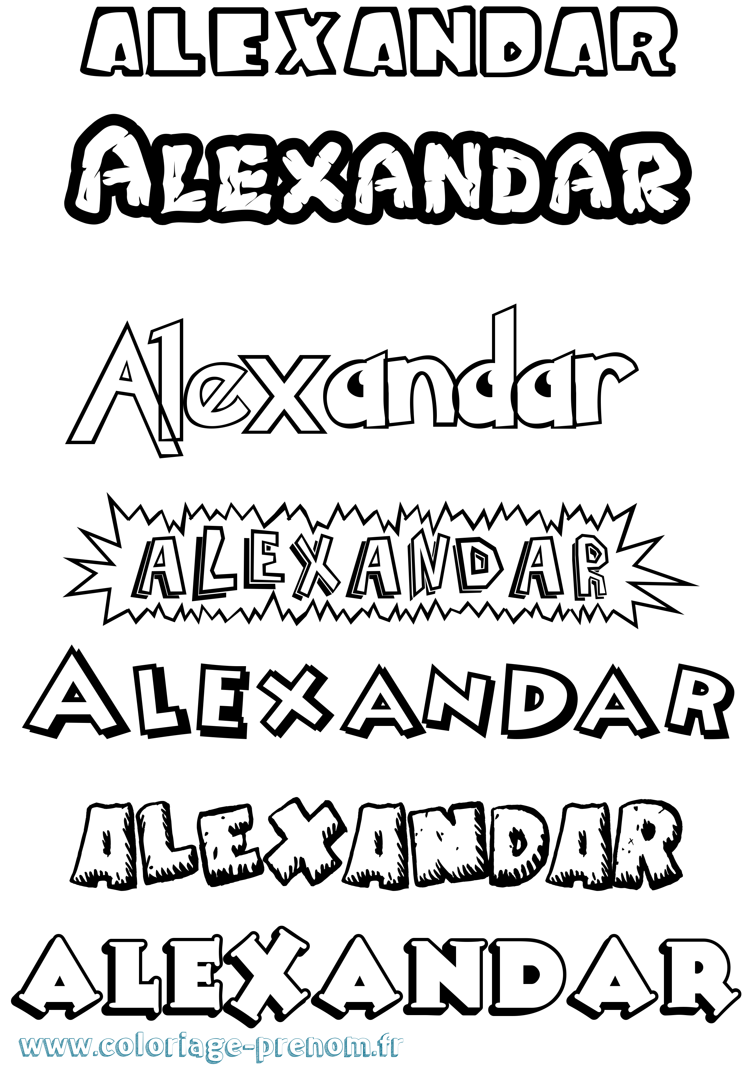 Coloriage Alexandar Dessin Animé Coloriage prénom Alexandar Dessin Animé