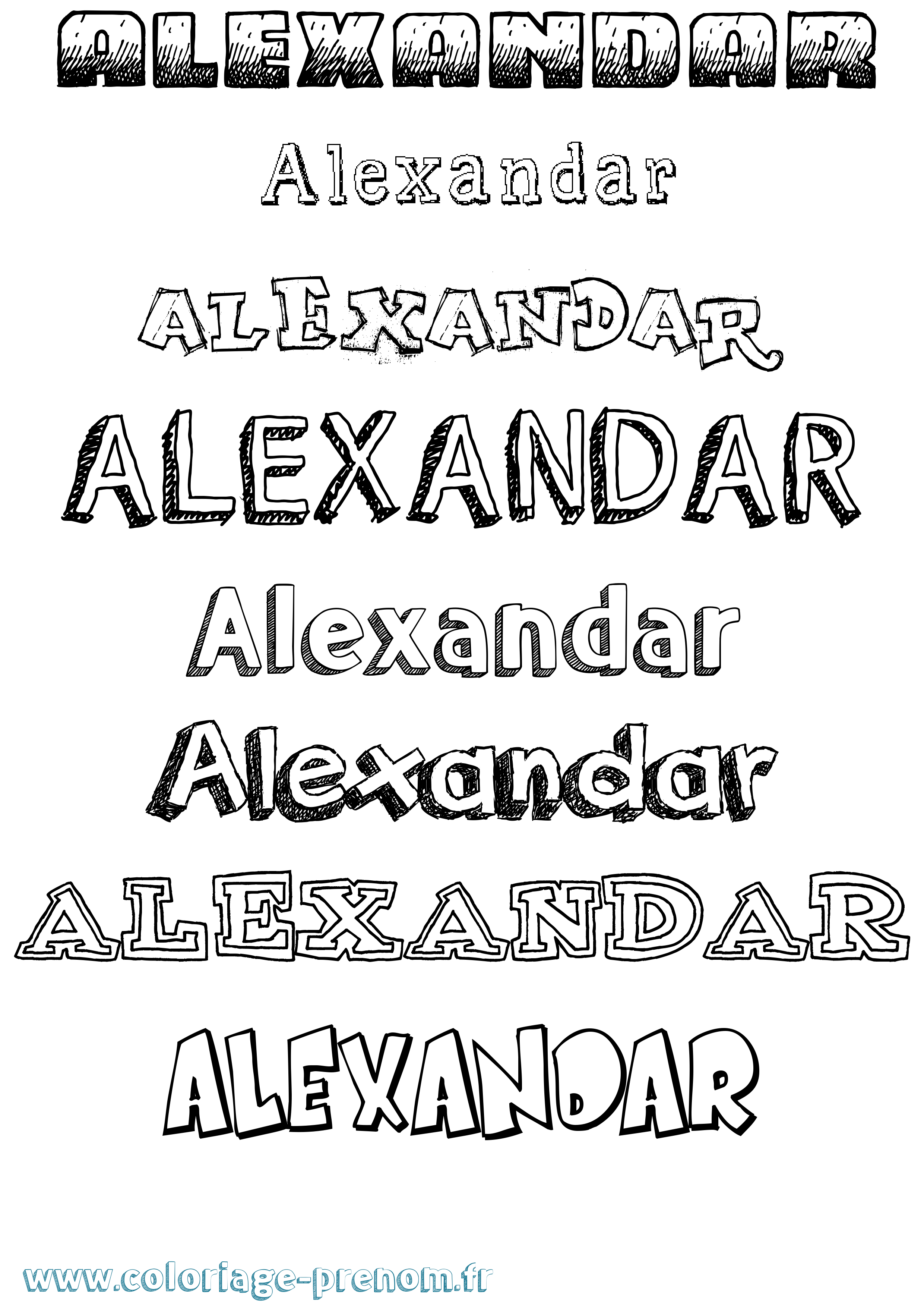 Coloriage Alexandar Dessiné Coloriage prénom Alexandar Dessiné