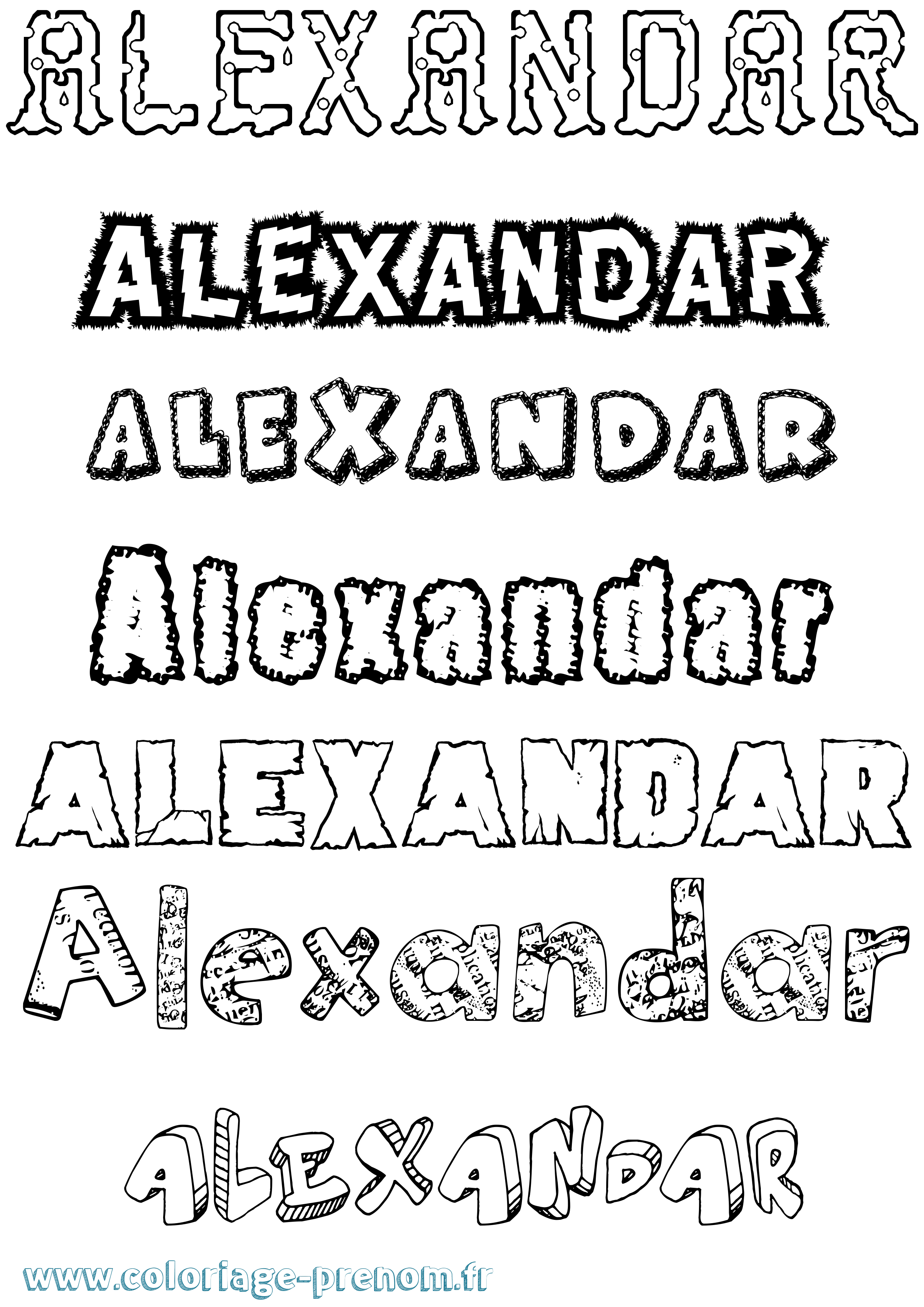 Coloriage Alexandar Destructuré Coloriage prénom Alexandar Destructuré