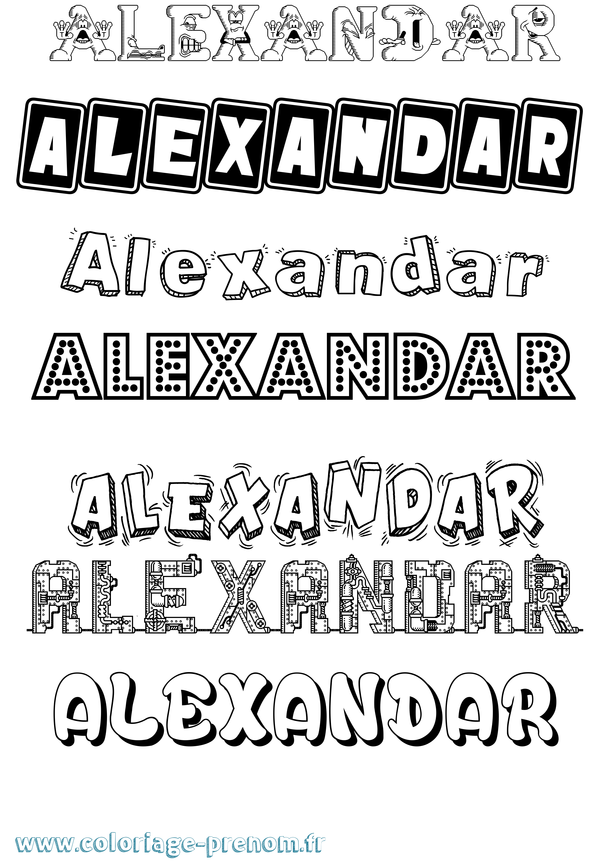 Coloriage Alexandar Fun Coloriage prénom Alexandar Fun