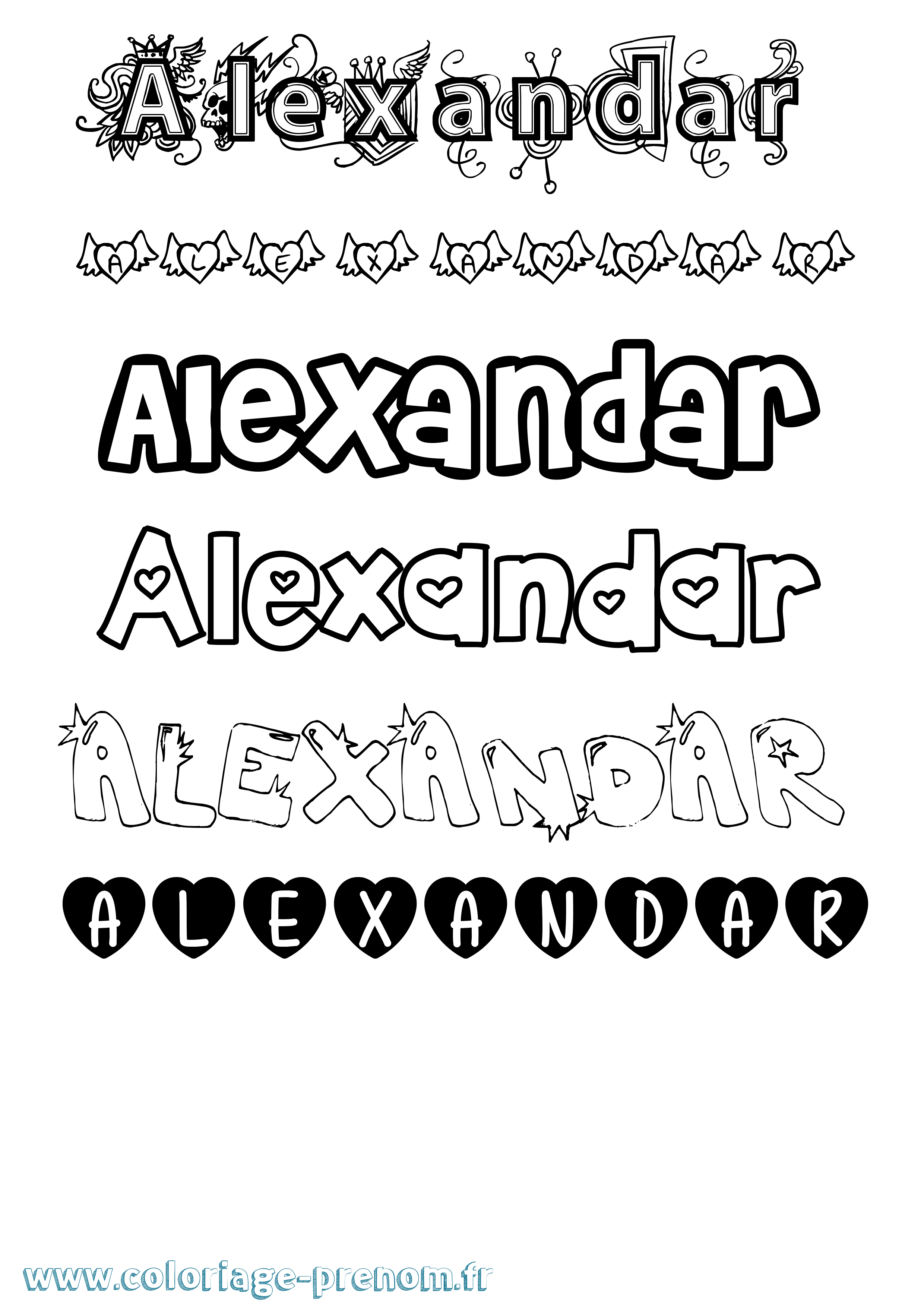 Coloriage Alexandar Girly Coloriage prénom Alexandar Girly