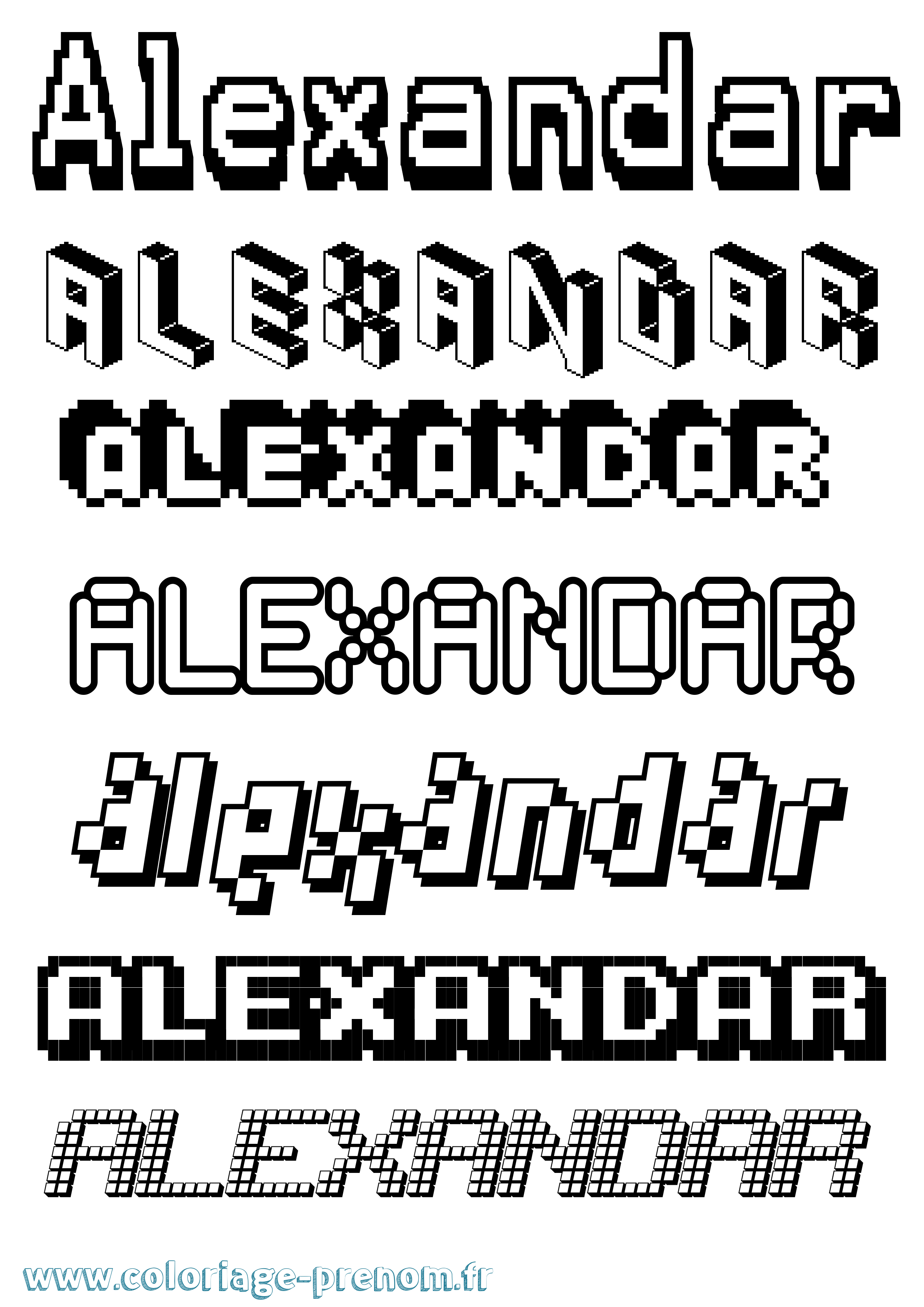 Coloriage Alexandar Pixel Coloriage prénom Alexandar Pixel