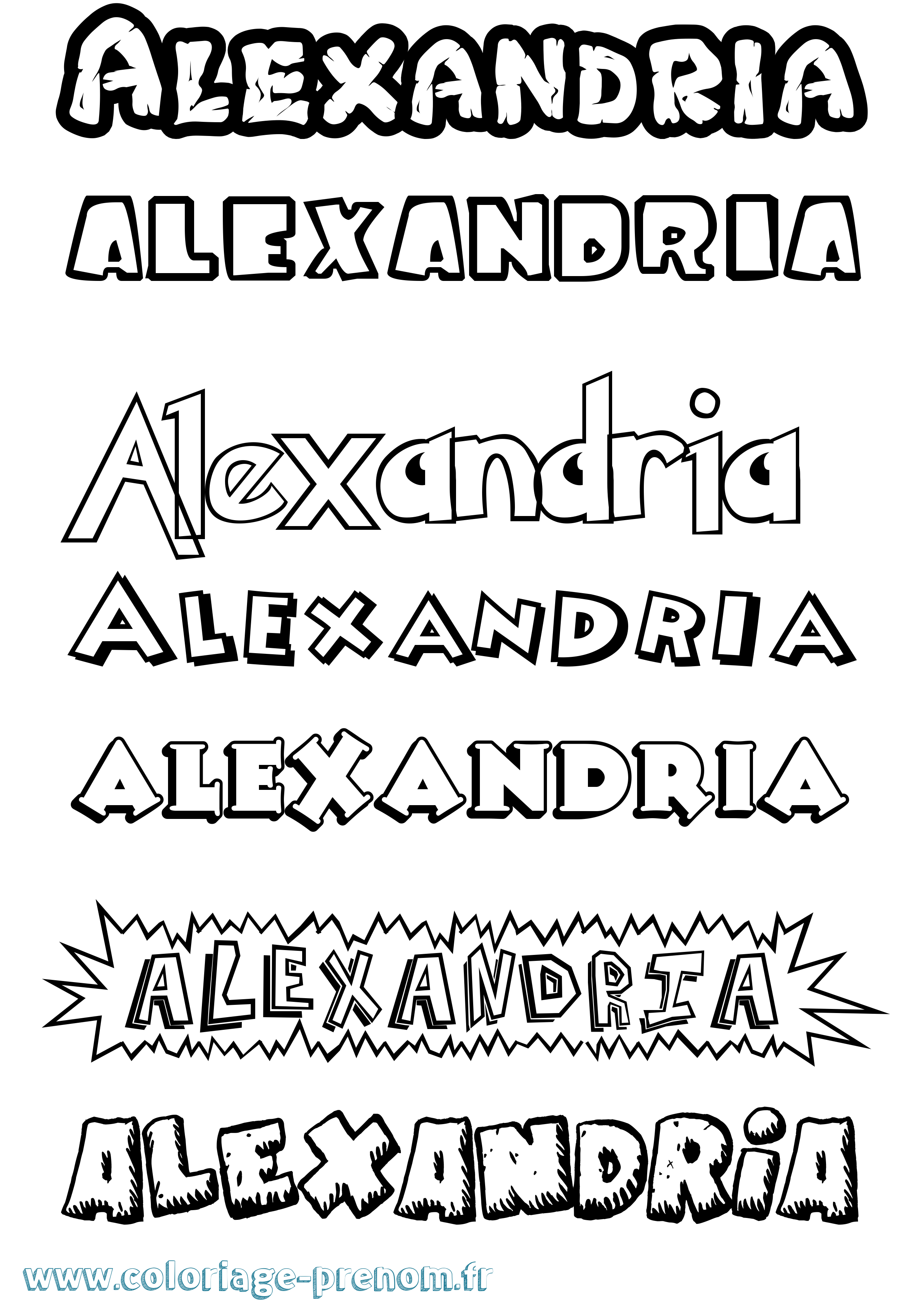 Coloriage Alexandria Dessin Animé Coloriage prénom Alexandria Dessin Animé