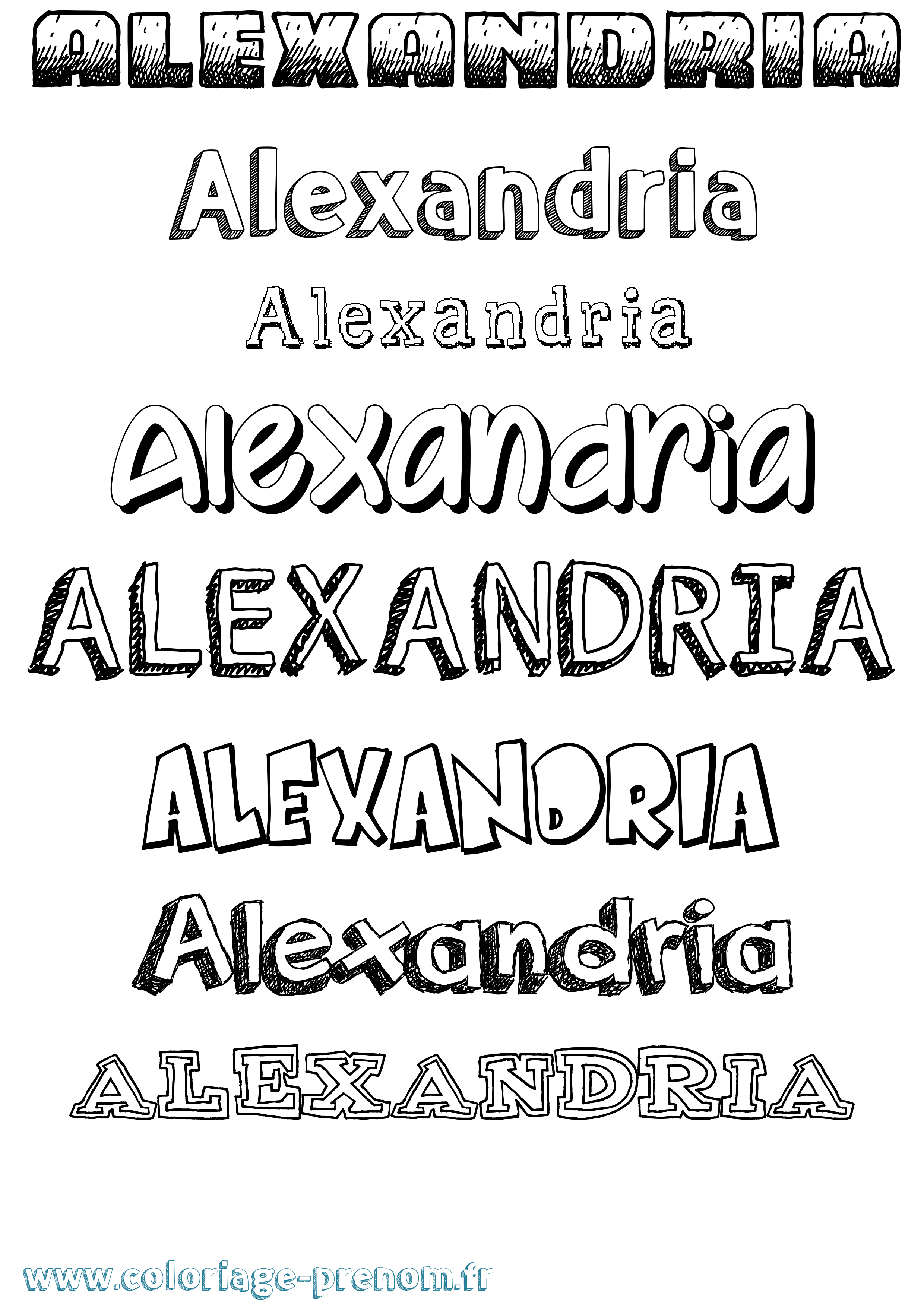 Coloriage Alexandria Dessiné Coloriage prénom Alexandria Dessiné