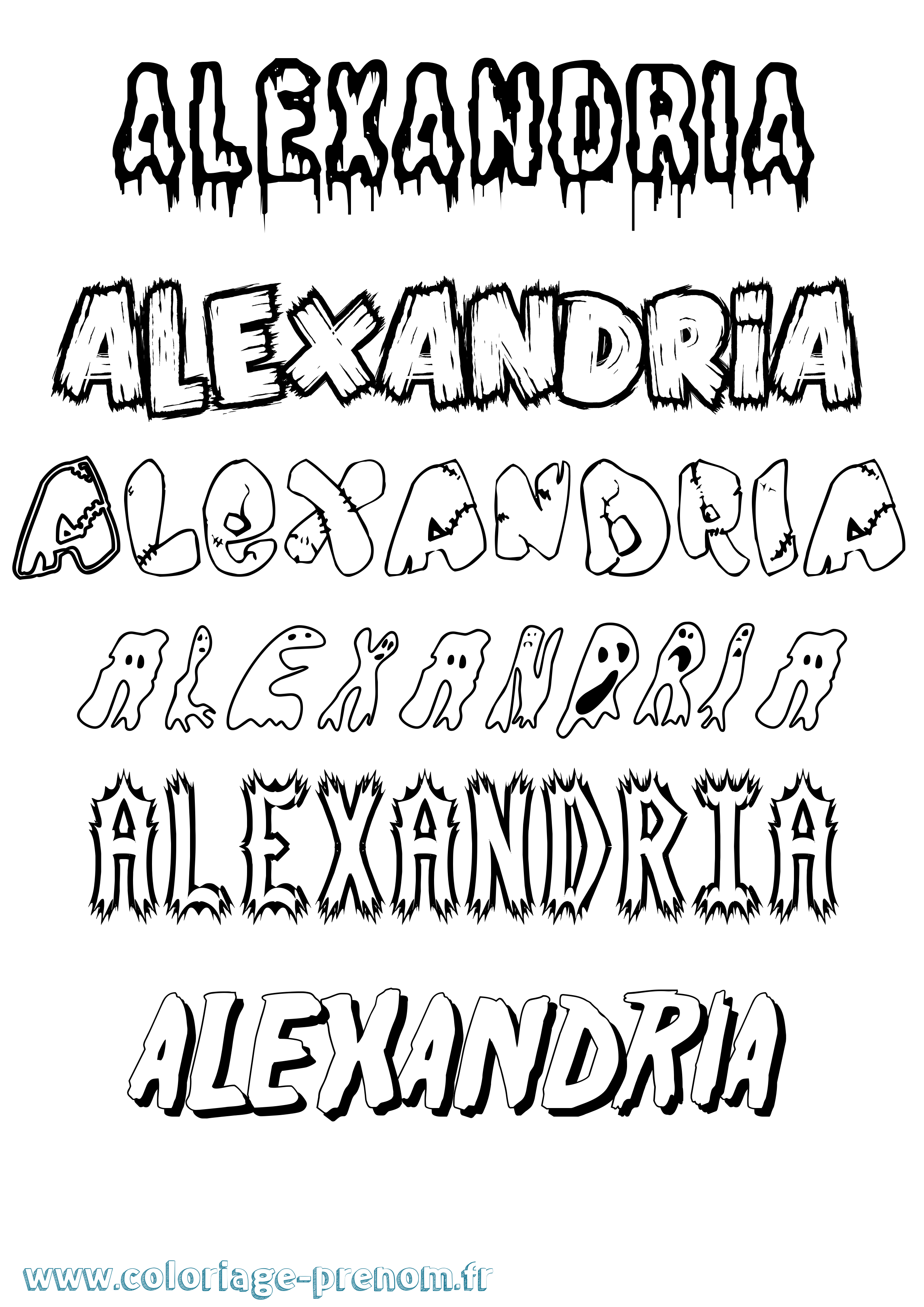 Coloriage Alexandria Frisson Coloriage prénom Alexandria Frisson