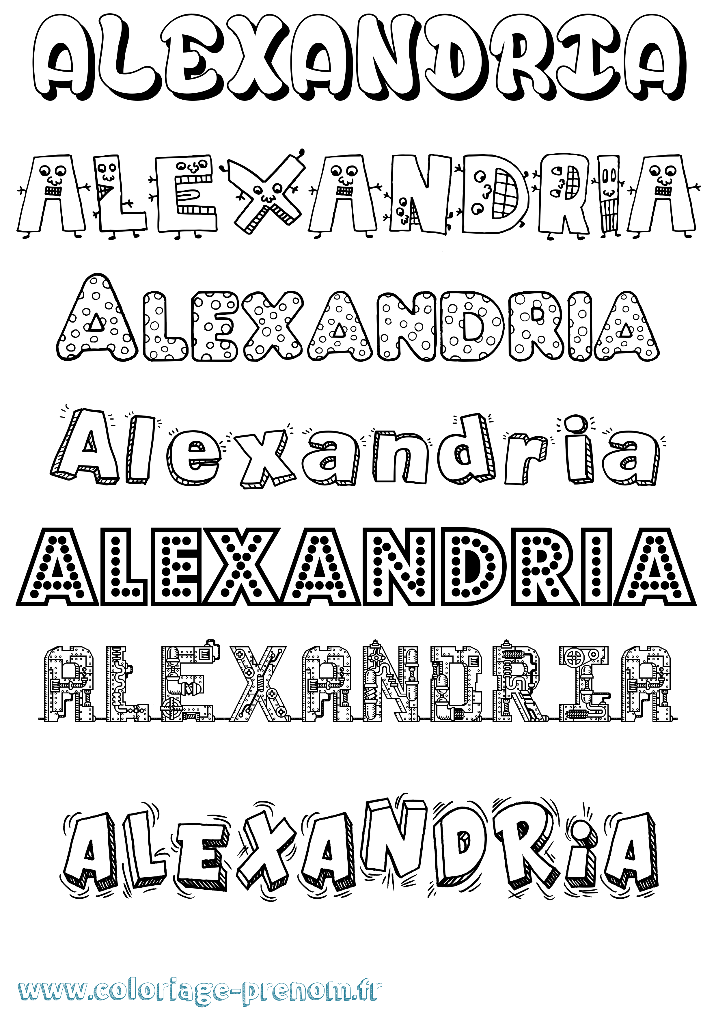 Coloriage Alexandria Fun Coloriage prénom Alexandria Fun