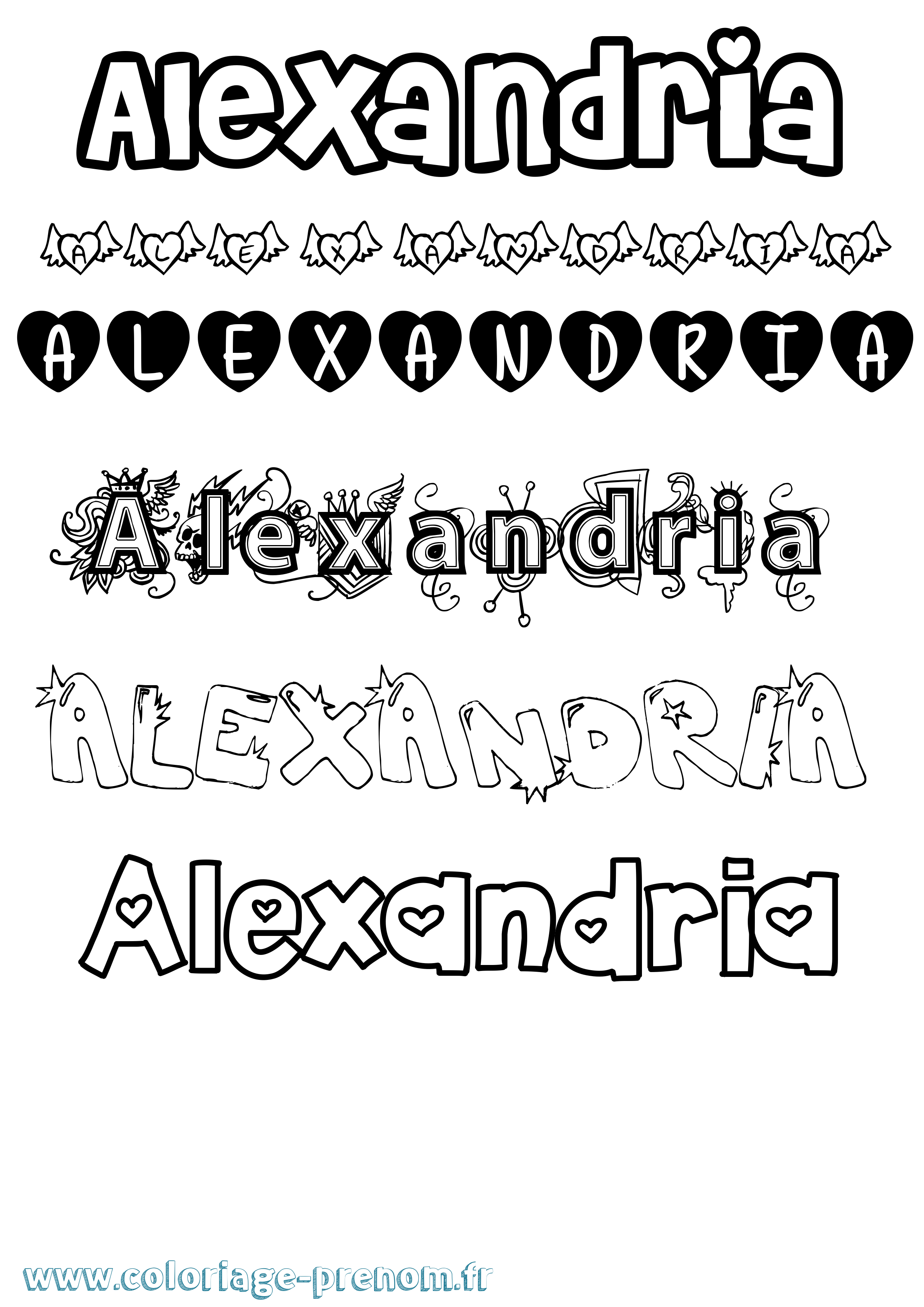 Coloriage Alexandria Girly Coloriage prénom Alexandria Girly