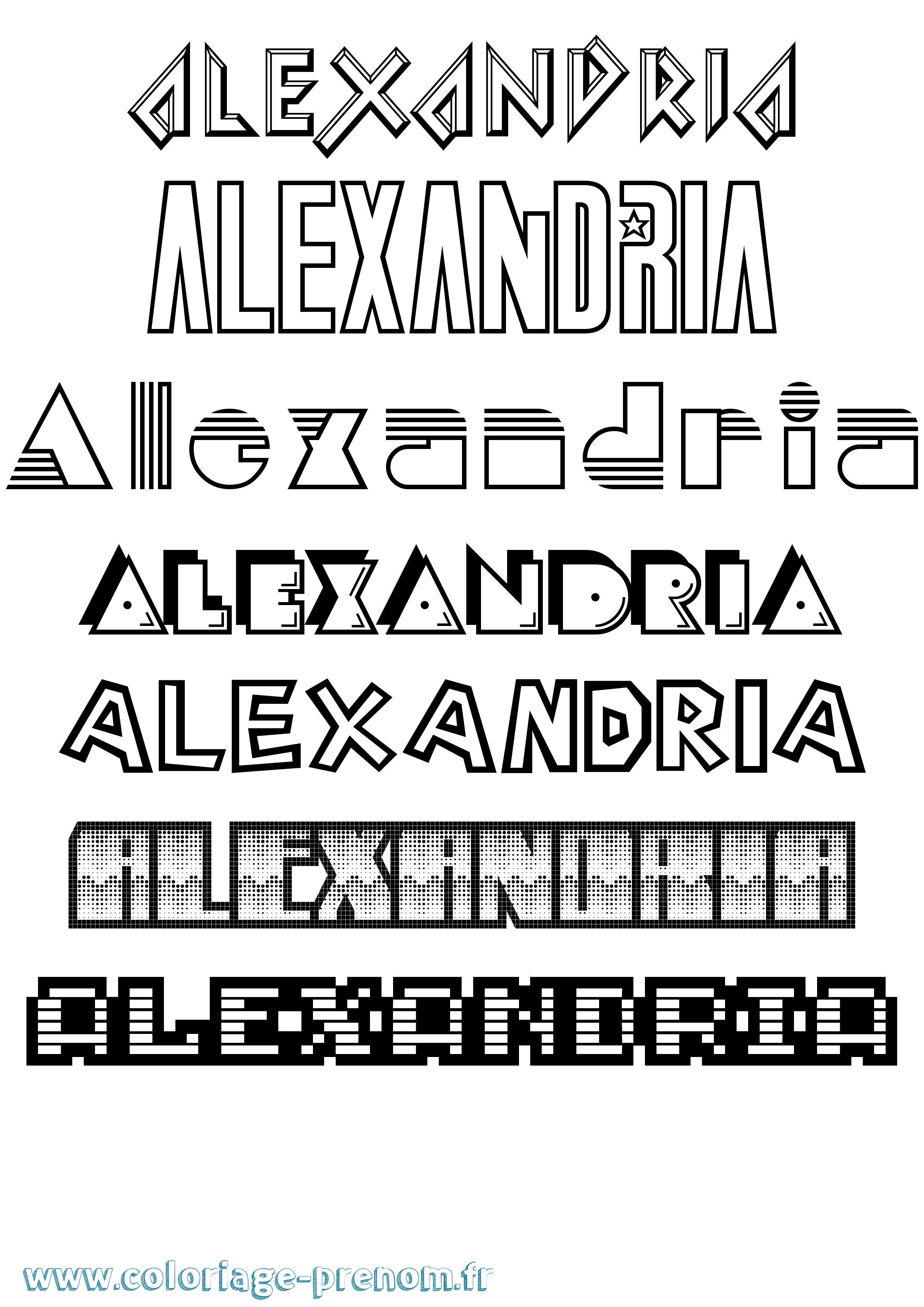 Coloriage Alexandria Jeux Vidéos Coloriage prénom Alexandria Jeux Vidéos