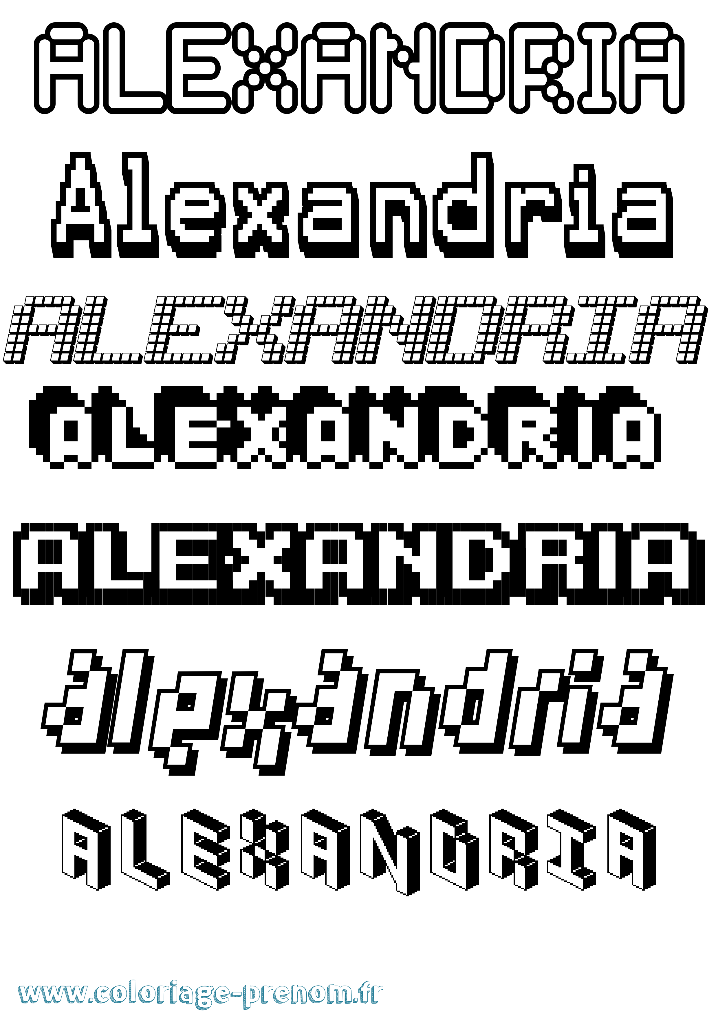 Coloriage Alexandria Pixel Coloriage prénom Alexandria Pixel