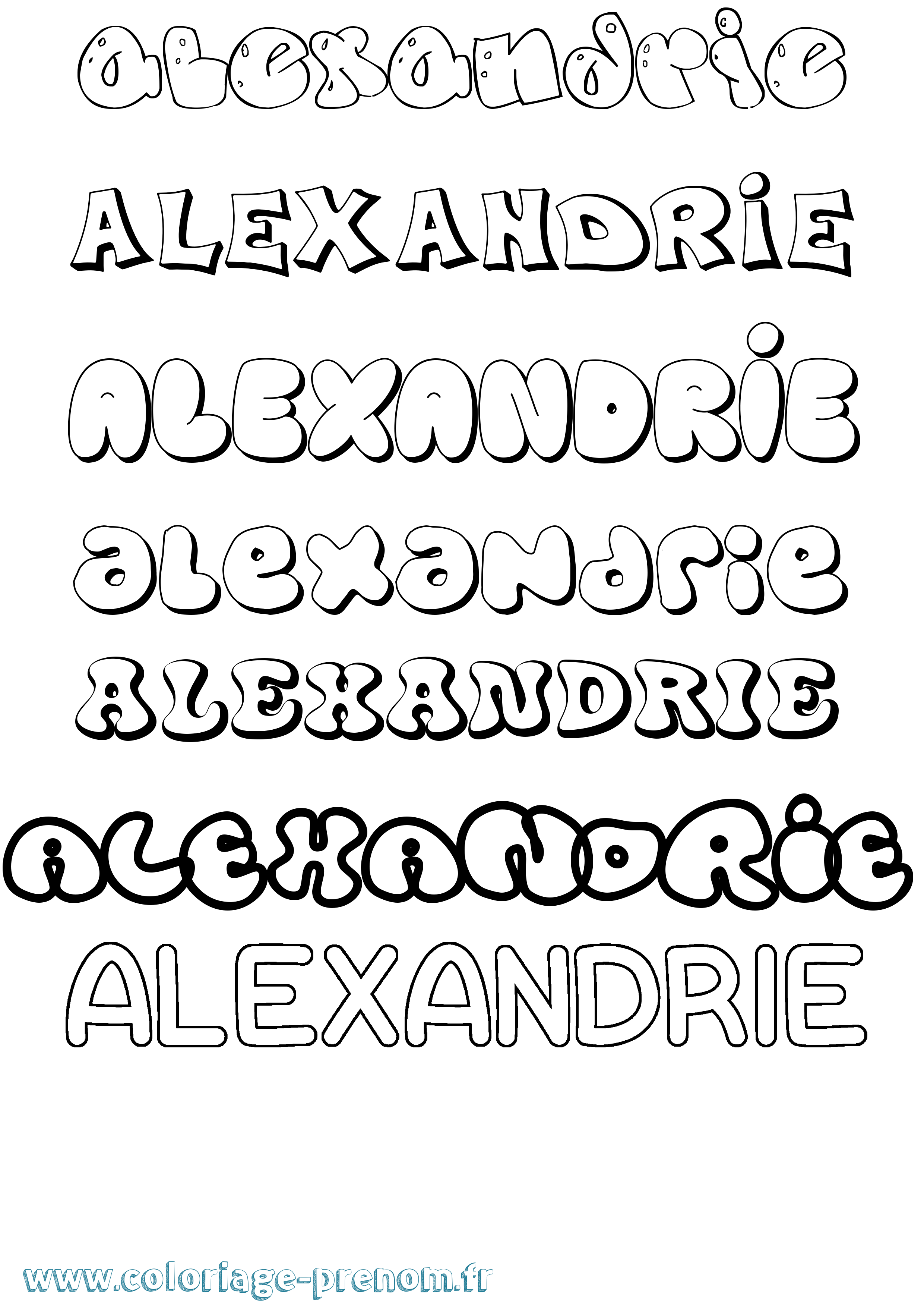 Coloriage Alexandrie Bubble Coloriage prénom Alexandrie Bubble