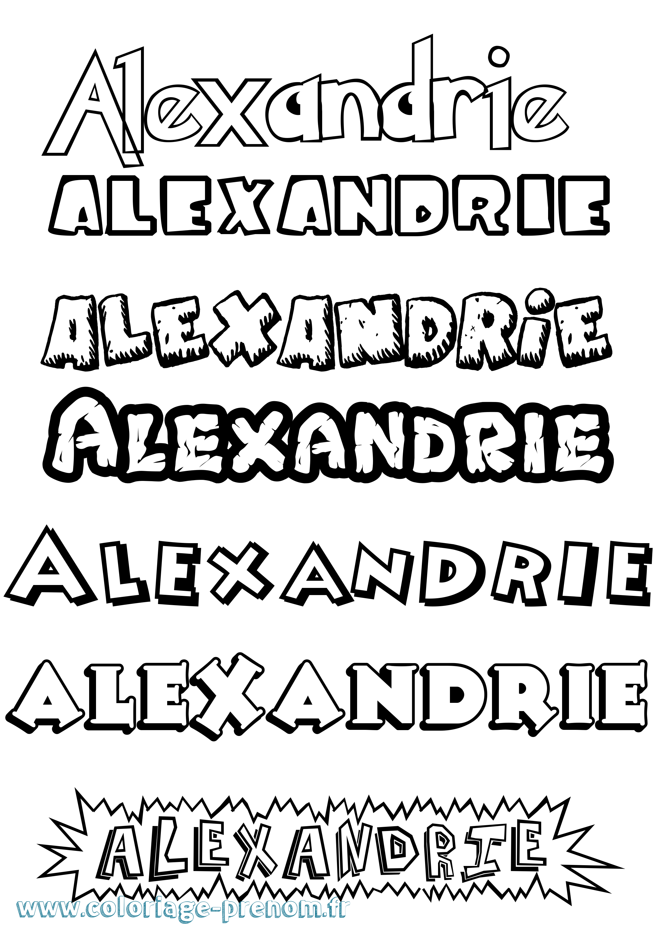 Coloriage Alexandrie Dessin Animé Coloriage prénom Alexandrie Dessin Animé