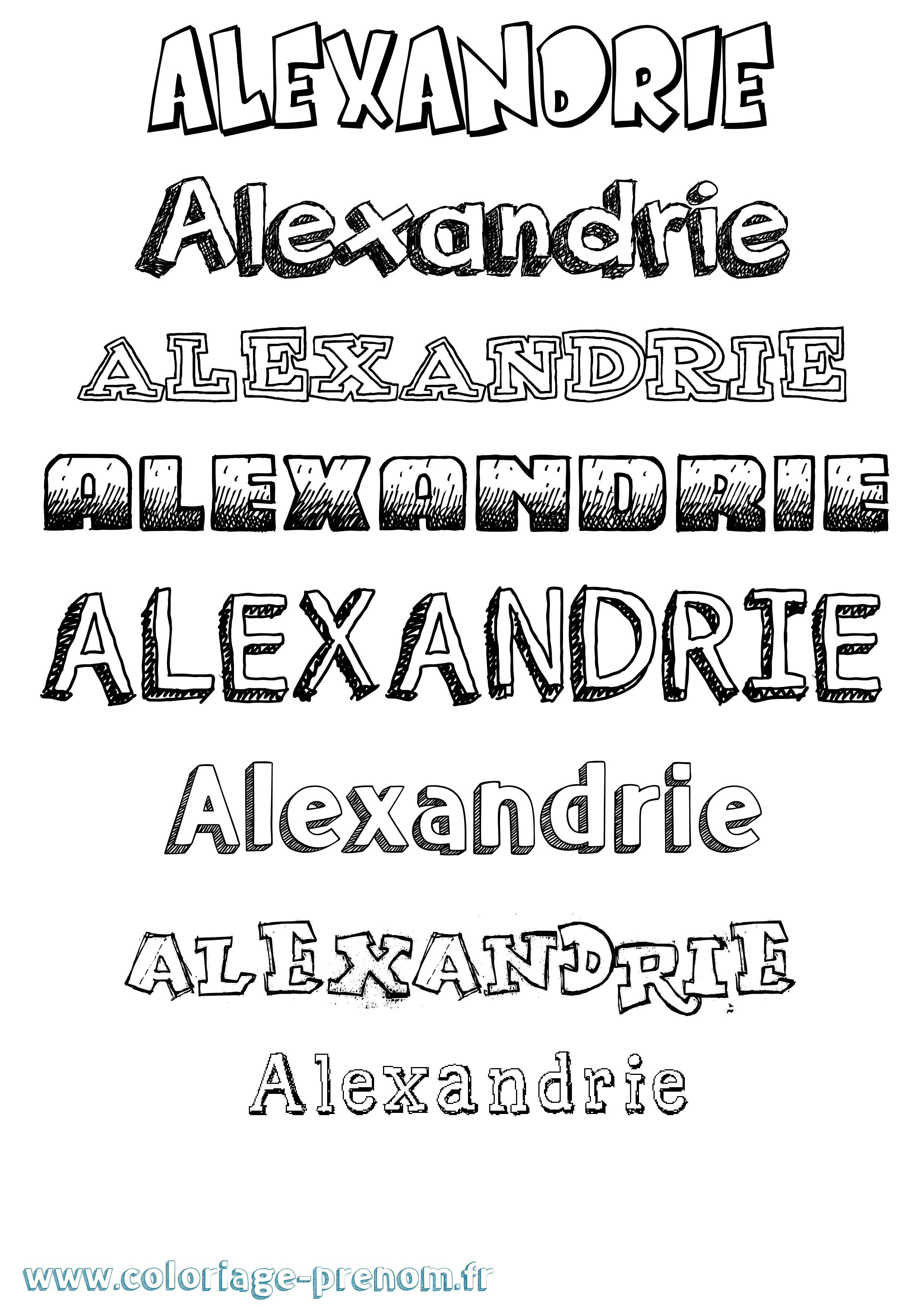 Coloriage Alexandrie Dessiné Coloriage prénom Alexandrie Dessiné