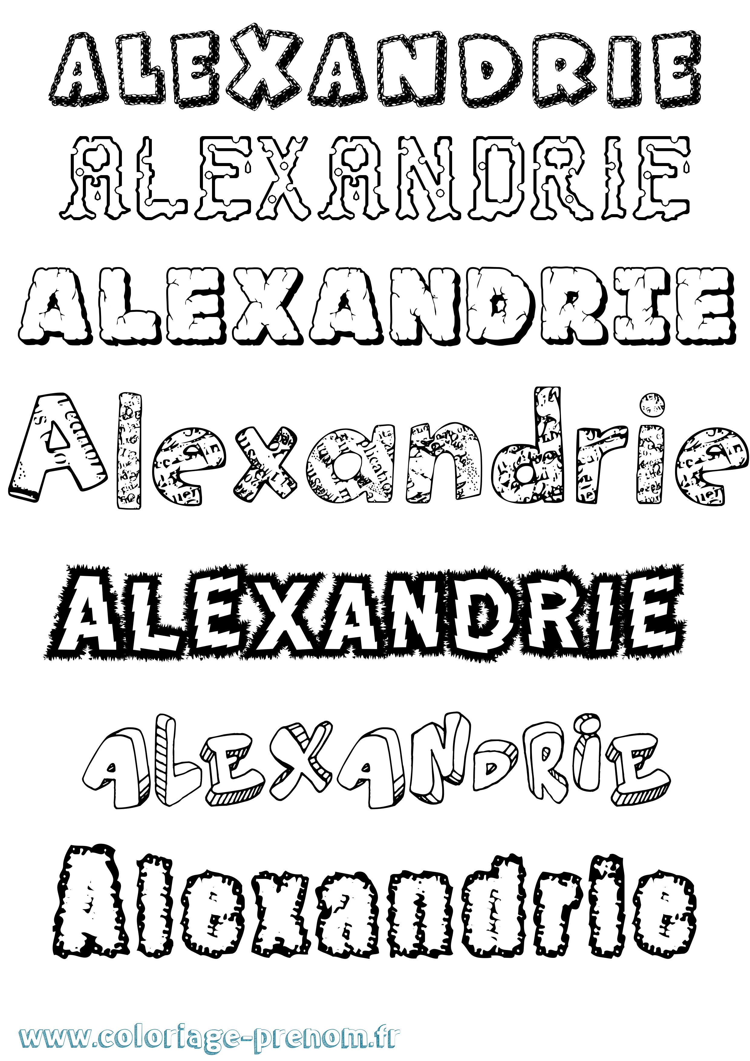 Coloriage Alexandrie Destructuré Coloriage prénom Alexandrie Destructuré