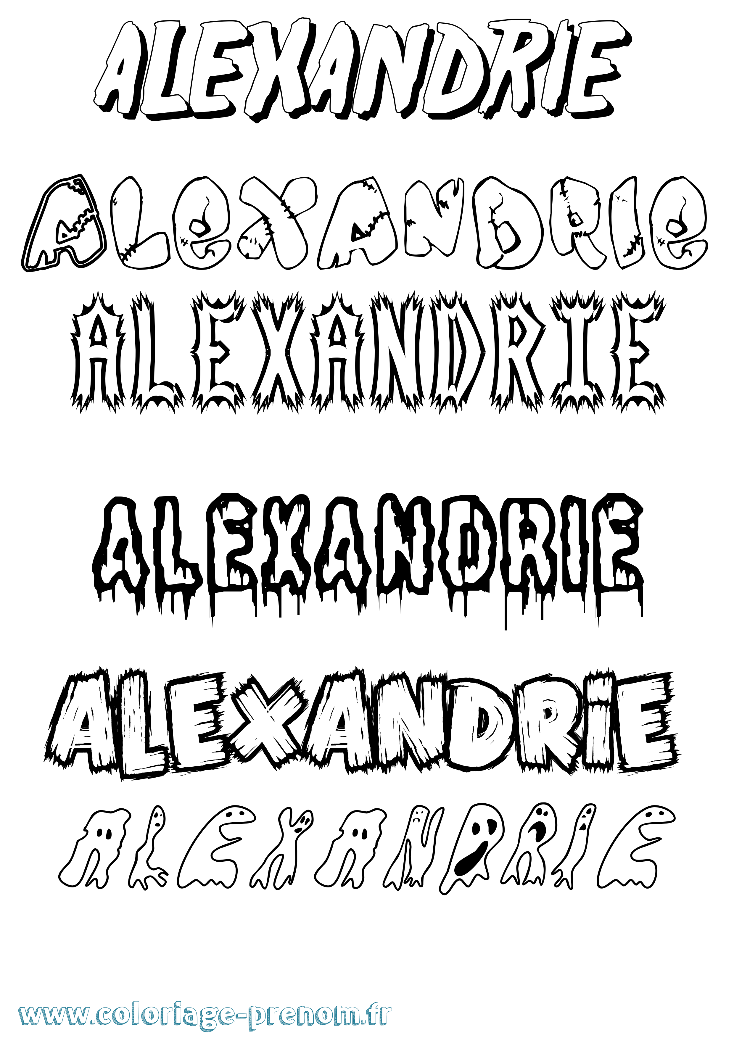 Coloriage Alexandrie Frisson Coloriage prénom Alexandrie Frisson