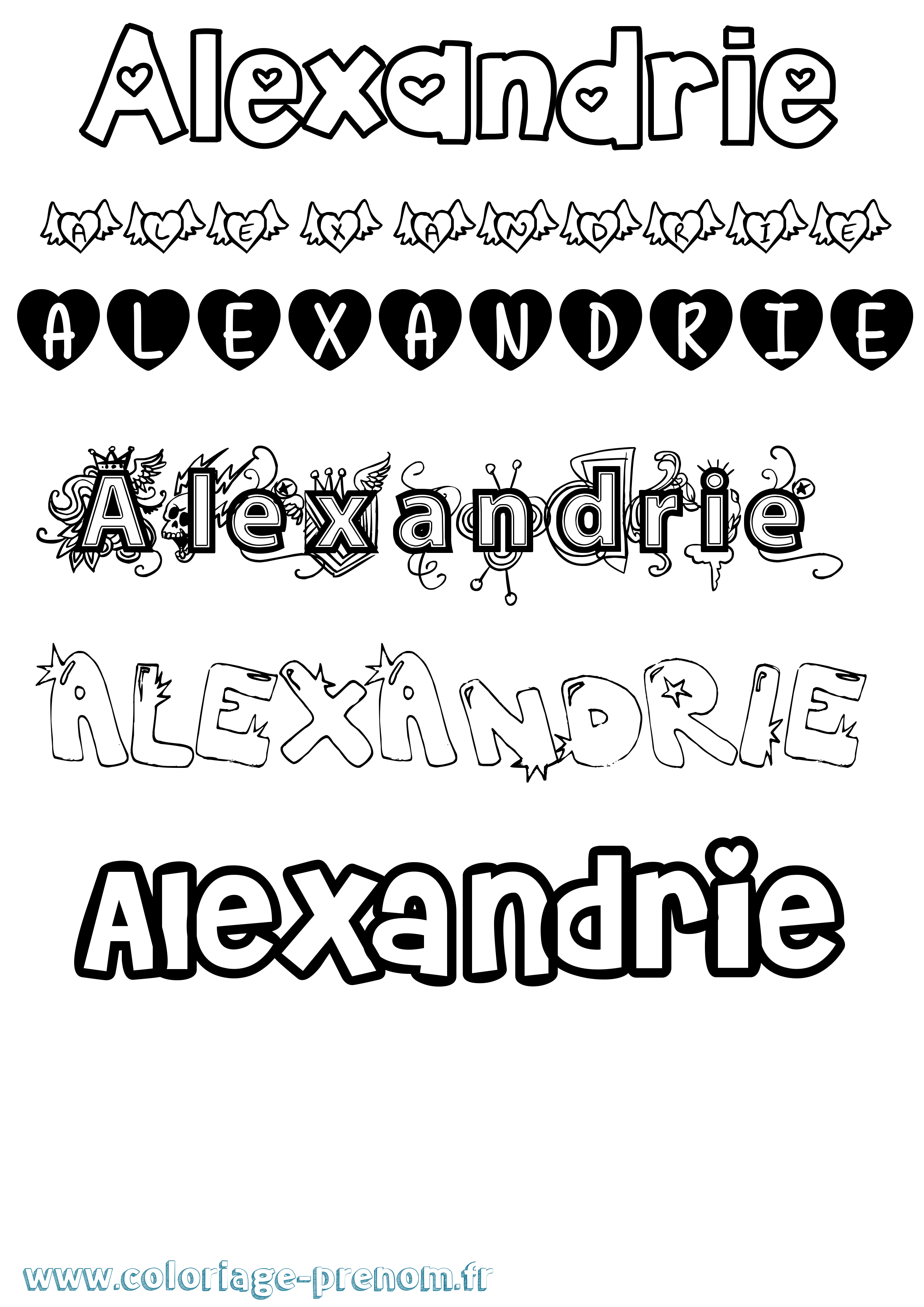 Coloriage Alexandrie Girly Coloriage prénom Alexandrie Girly