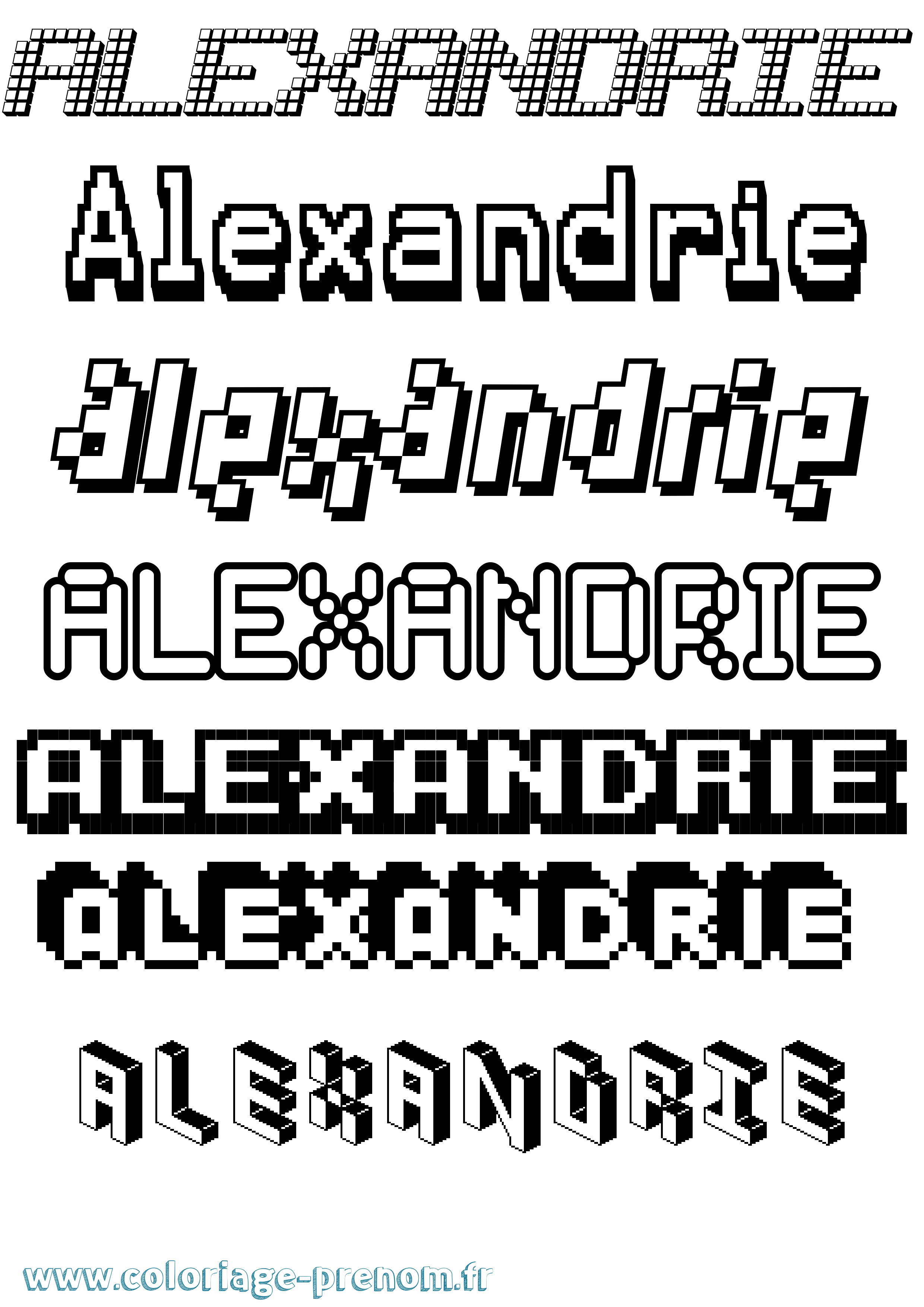 Coloriage Alexandrie Pixel Coloriage prénom Alexandrie Pixel