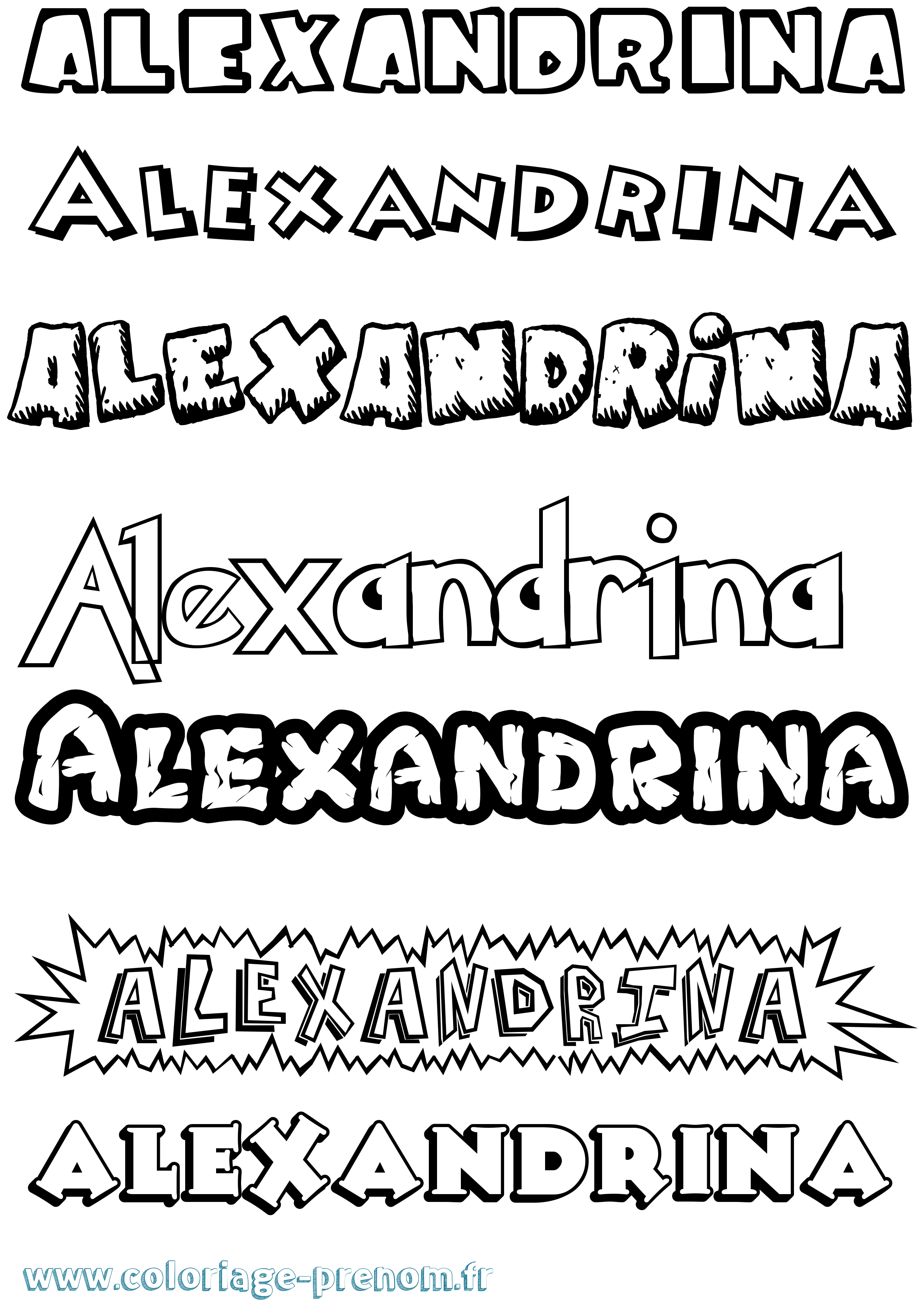 Coloriage Alexandrina Dessin Animé Coloriage prénom Alexandrina Dessin Animé