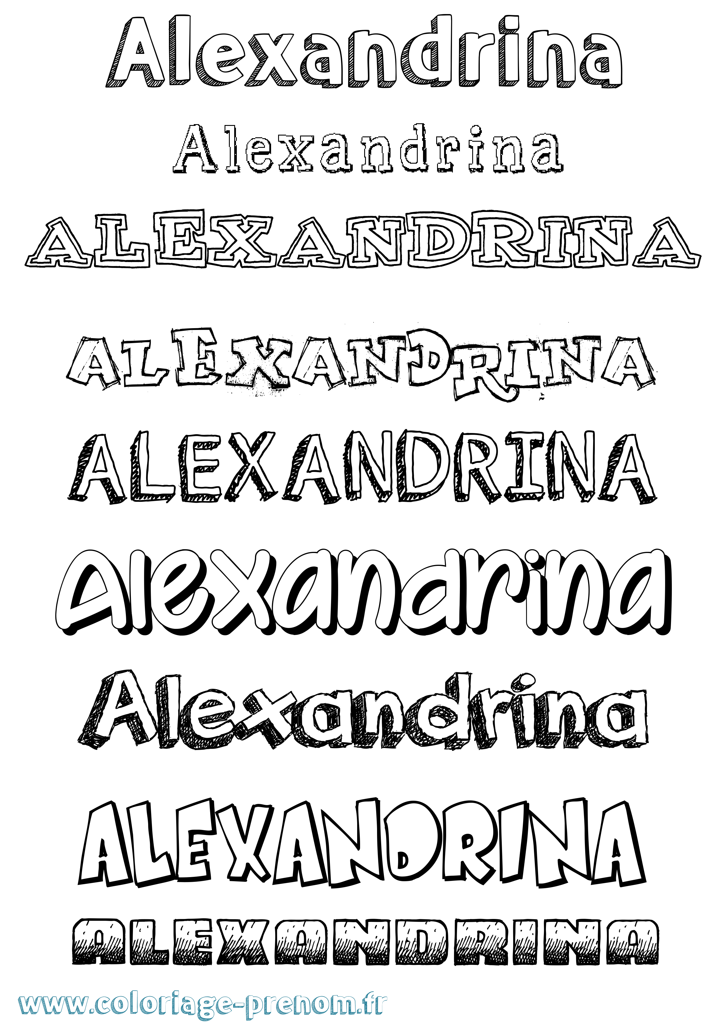 Coloriage Alexandrina Dessiné Coloriage prénom Alexandrina Dessiné