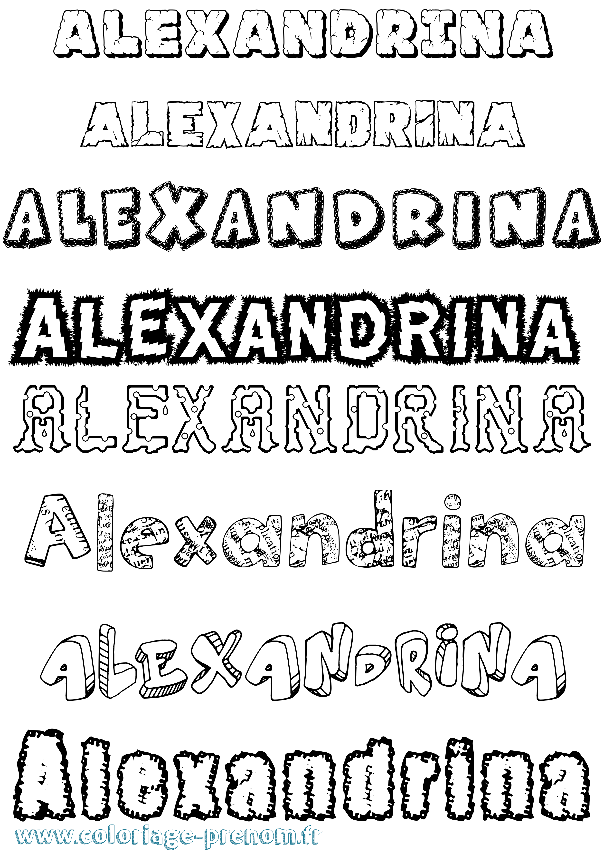 Coloriage Alexandrina Destructuré Coloriage prénom Alexandrina Destructuré