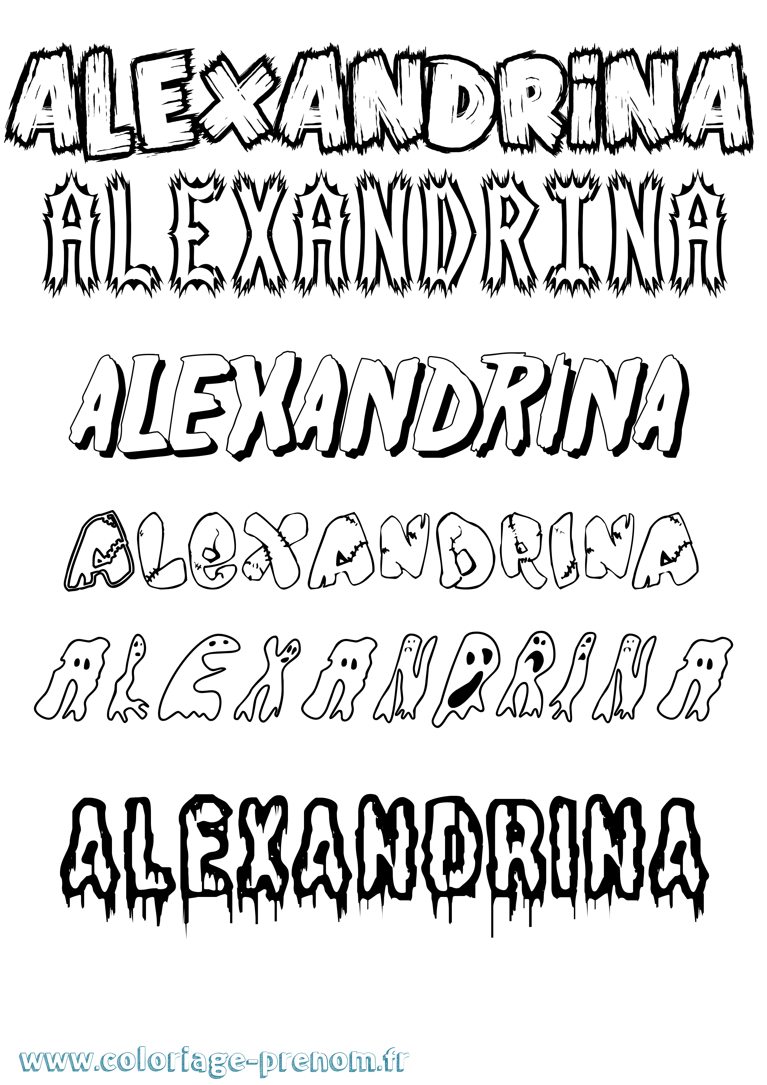 Coloriage Alexandrina Frisson Coloriage prénom Alexandrina Frisson