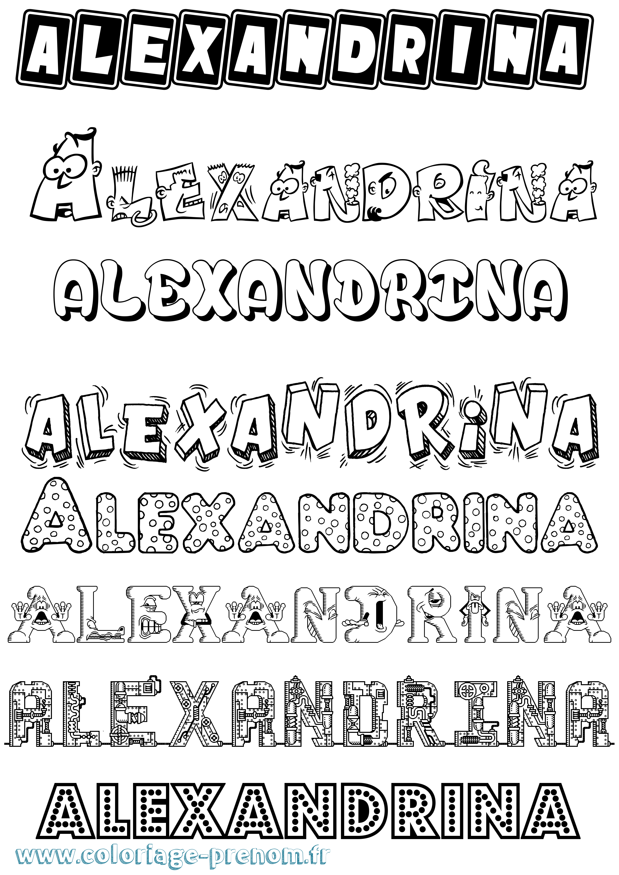 Coloriage Alexandrina Fun Coloriage prénom Alexandrina Fun