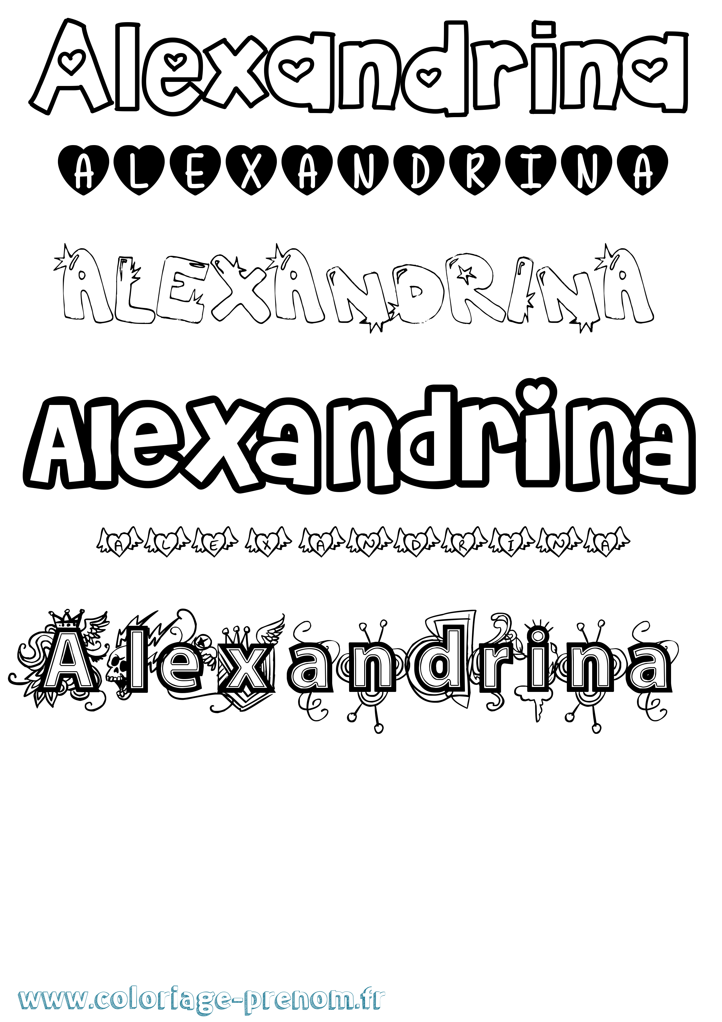 Coloriage Alexandrina Girly Coloriage prénom Alexandrina Girly