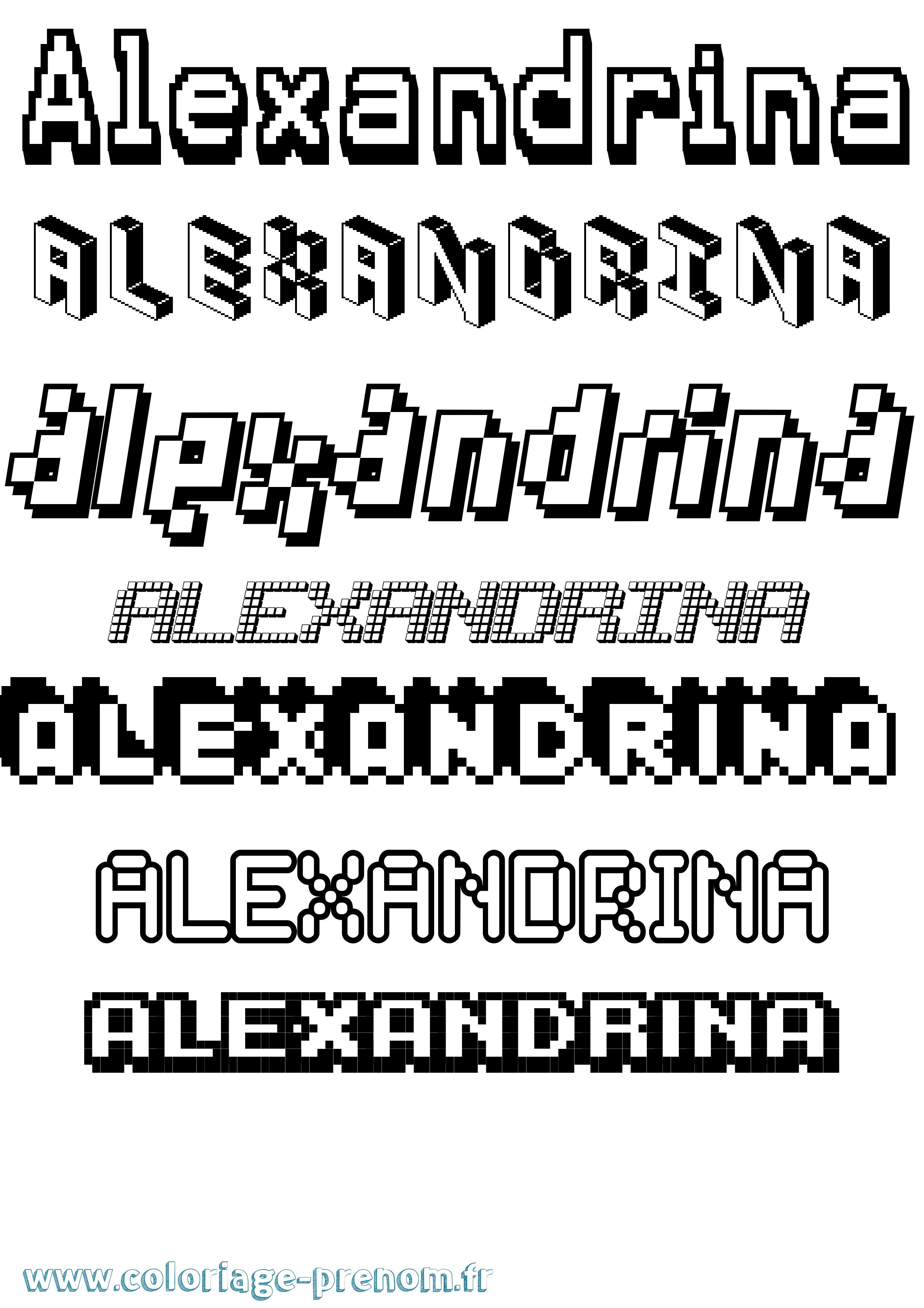 Coloriage Alexandrina Pixel Coloriage prénom Alexandrina Pixel