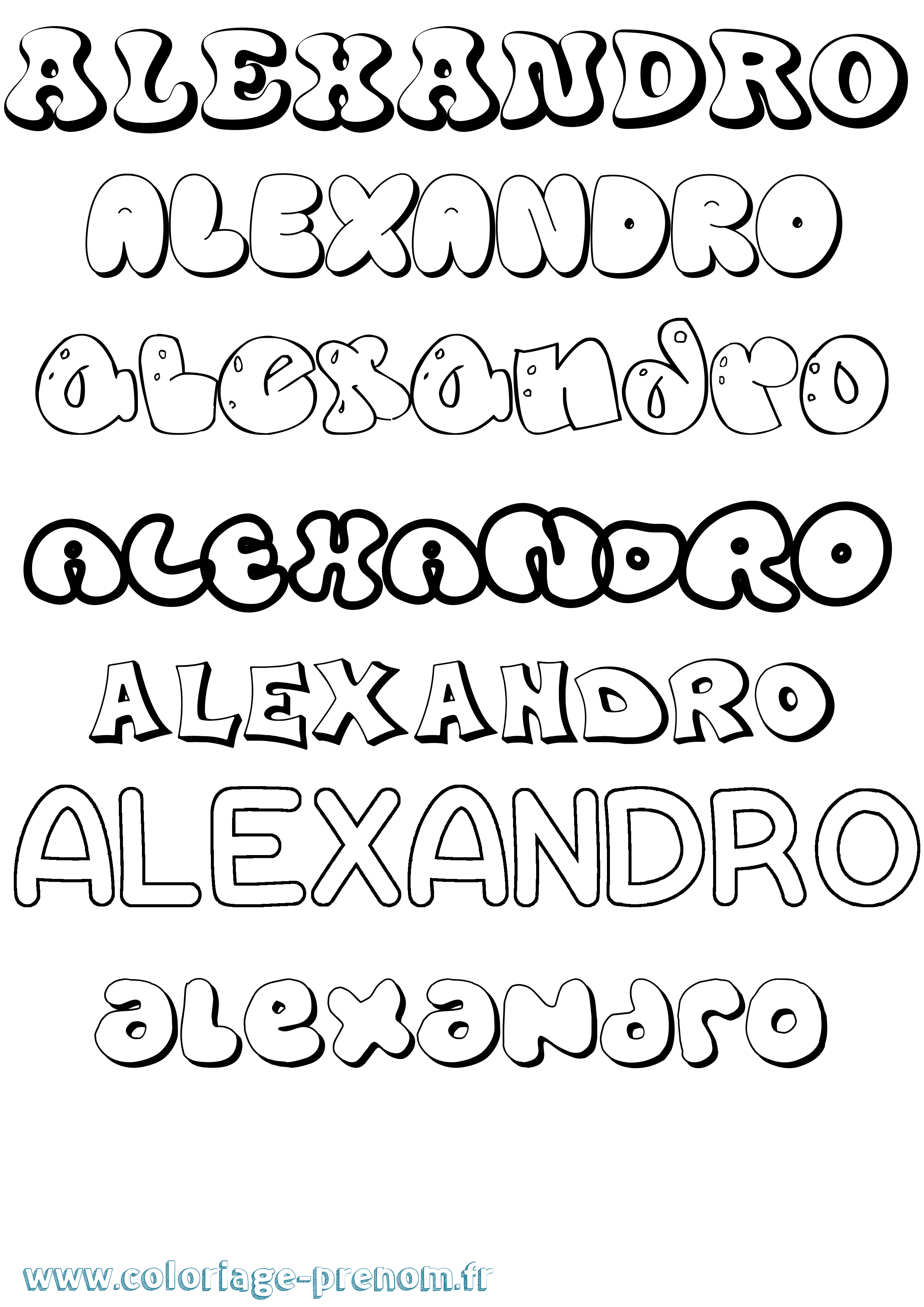 Coloriage Alexandro Bubble Coloriage prénom Alexandro Bubble