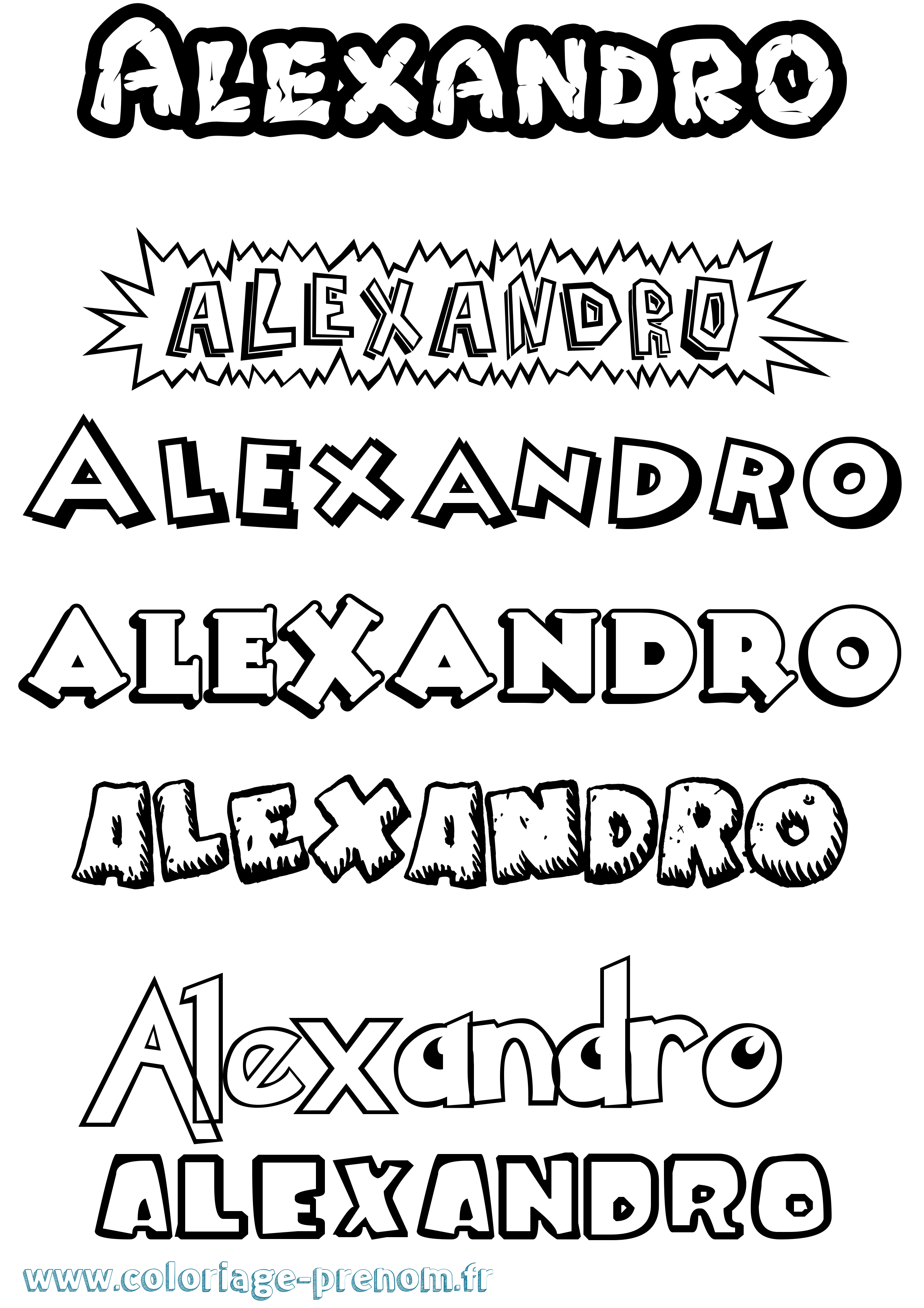 Coloriage Alexandro Dessin Animé Coloriage prénom Alexandro Dessin Animé