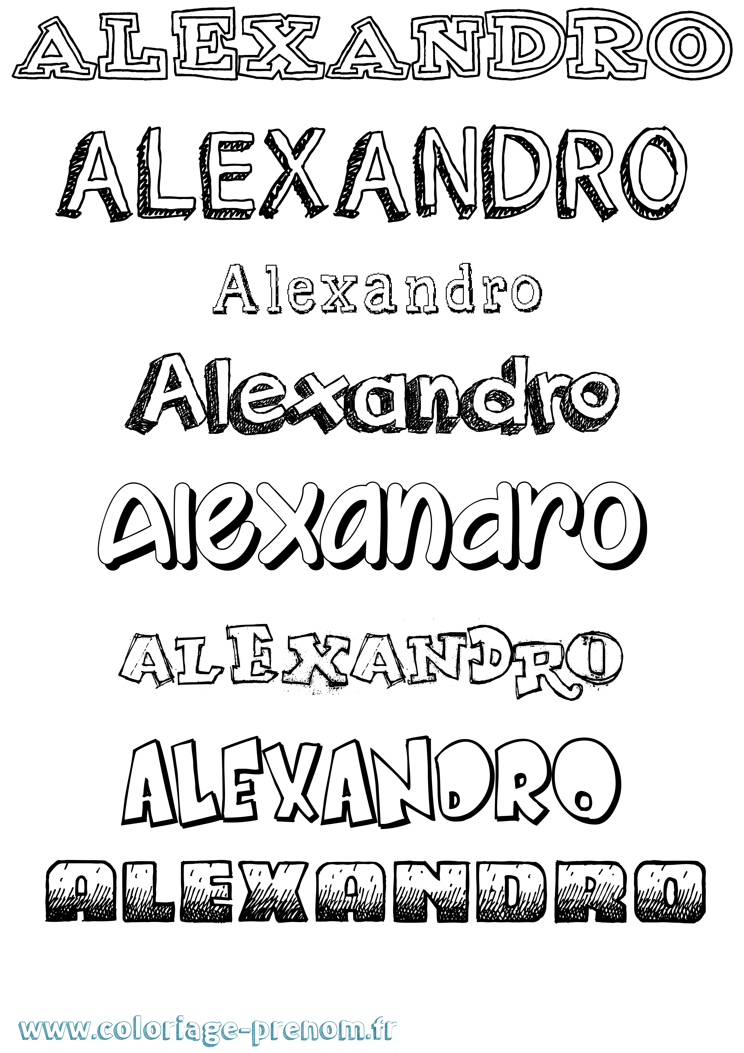 Coloriage Alexandro Dessiné Coloriage prénom Alexandro Dessiné