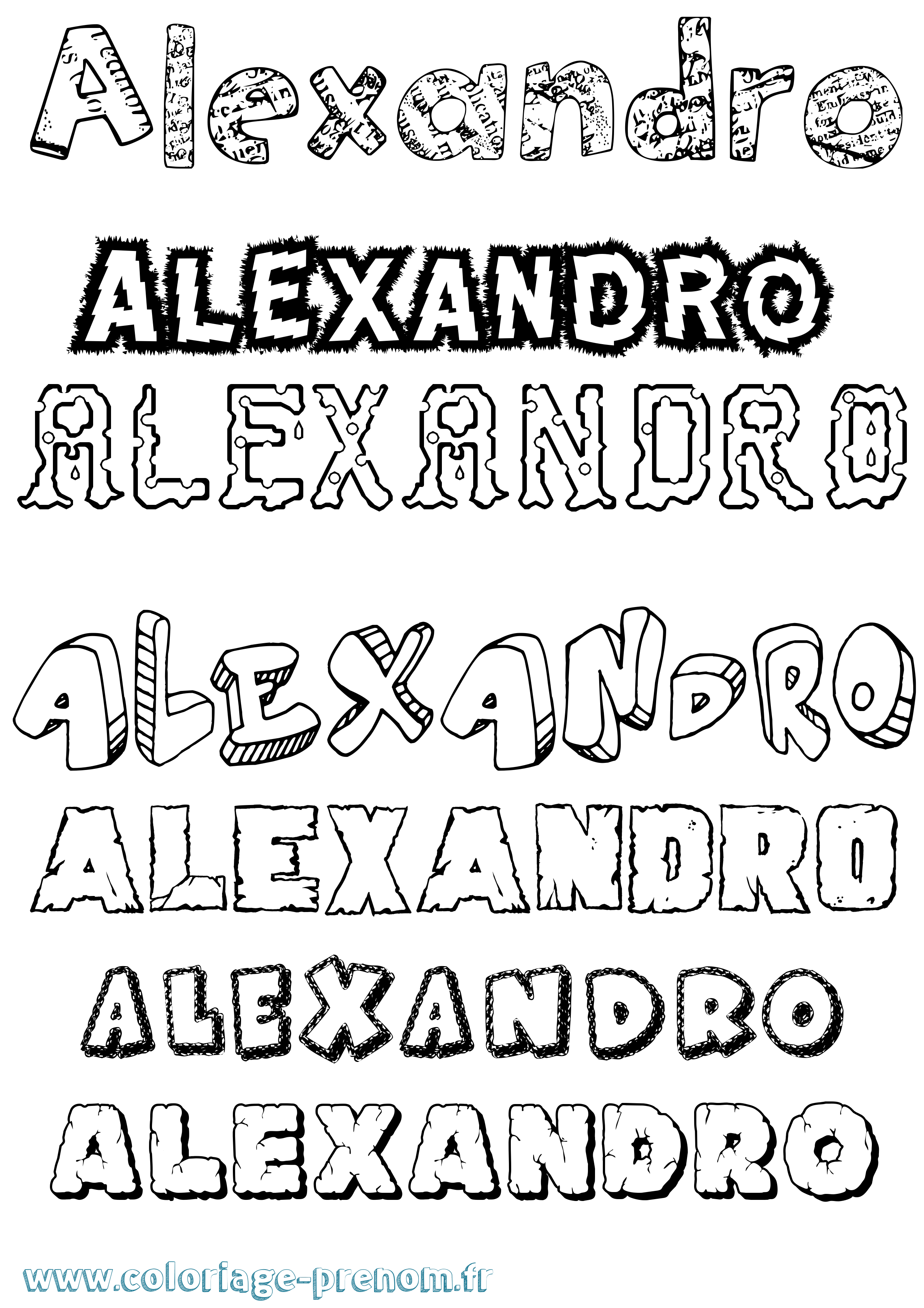 Coloriage Alexandro Destructuré Coloriage prénom Alexandro Destructuré