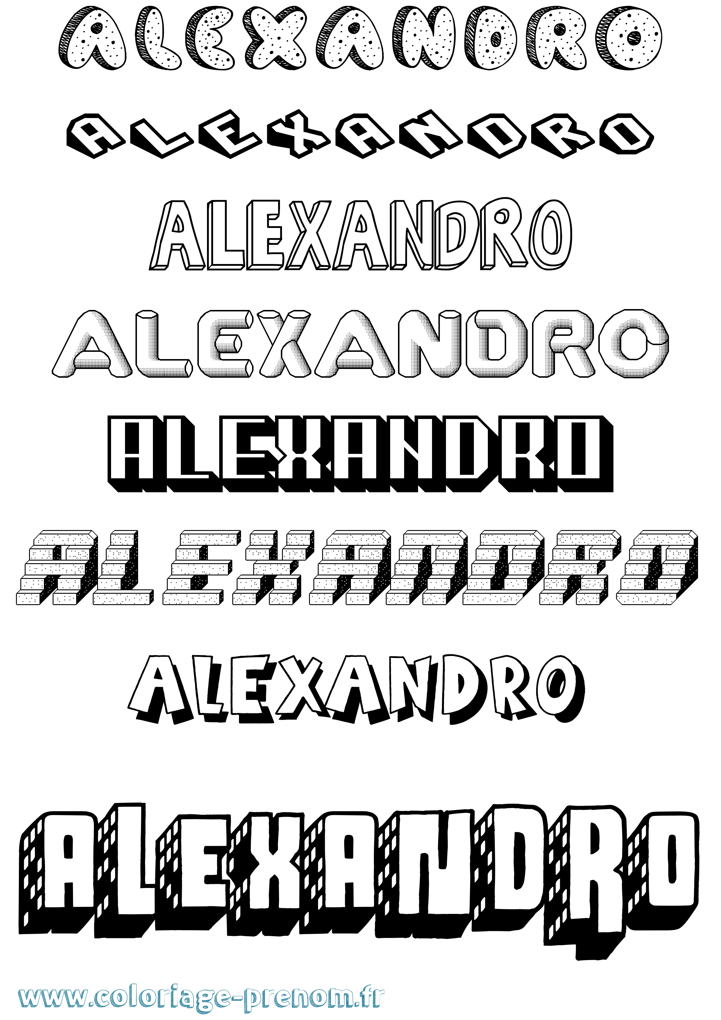 Coloriage Alexandro Effet 3D Coloriage prénom Alexandro Effet 3D