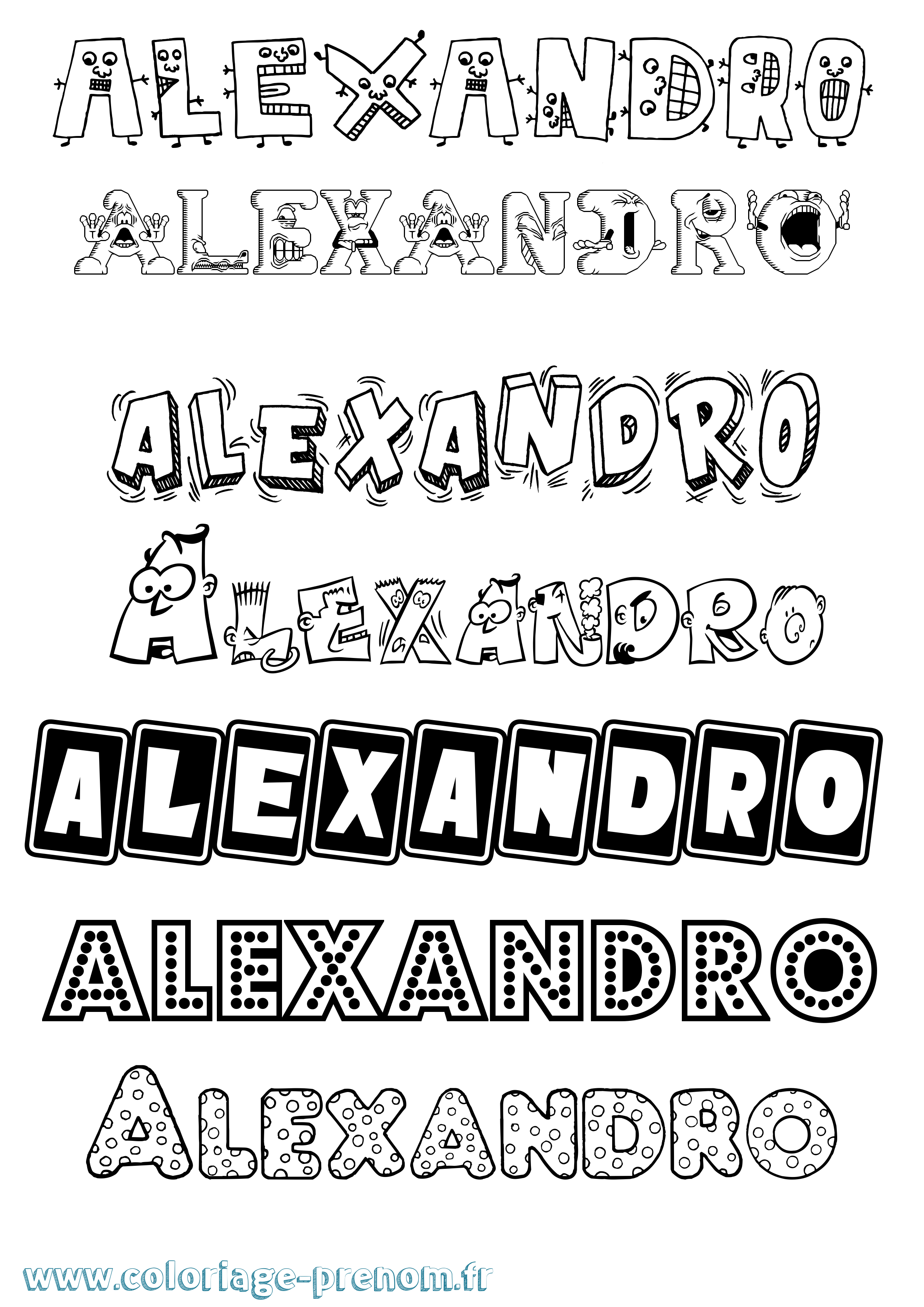 Coloriage Alexandro Fun Coloriage prénom Alexandro Fun