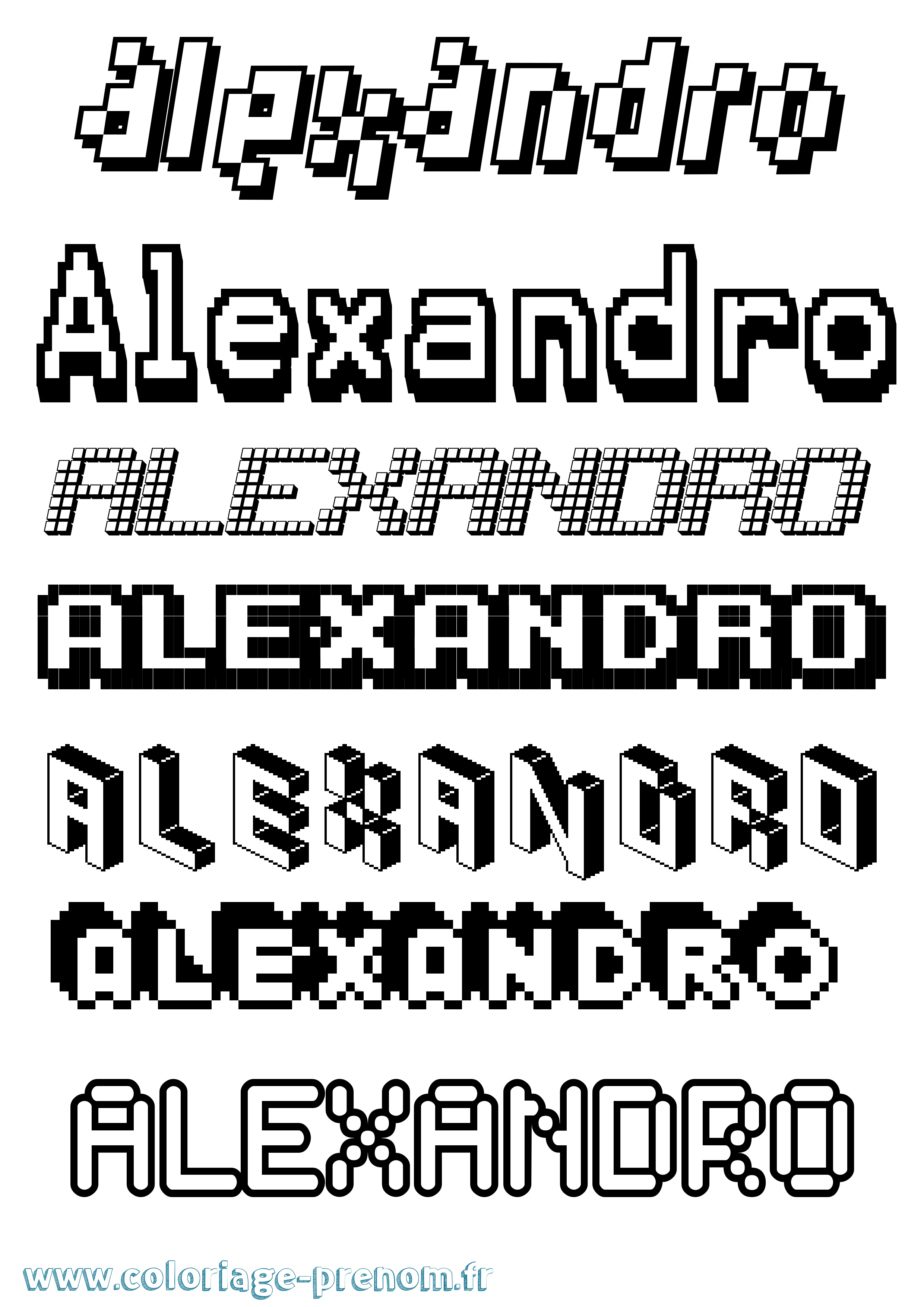 Coloriage Alexandro Pixel Coloriage prénom Alexandro Pixel