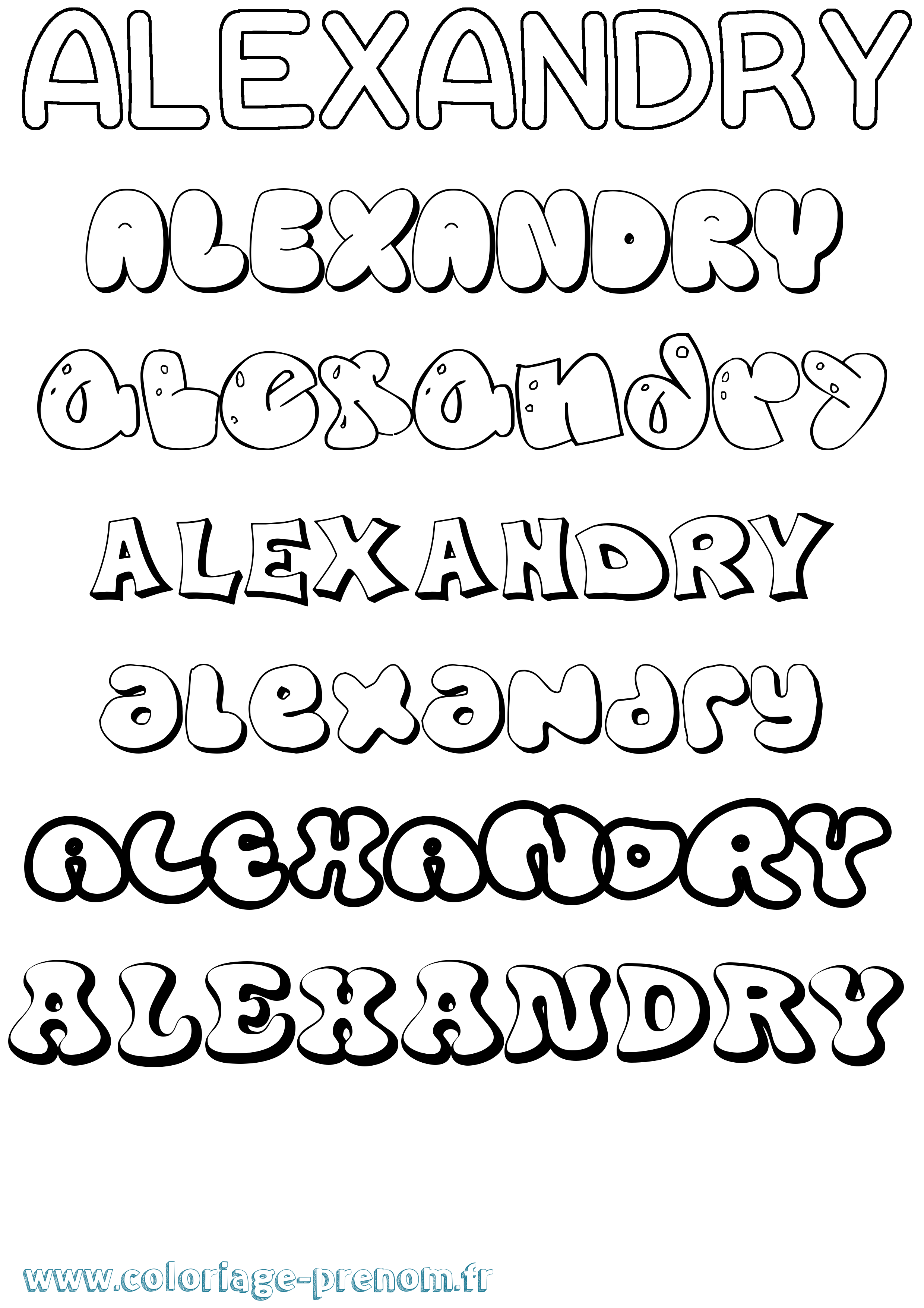 Coloriage Alexandry Bubble Coloriage prénom Alexandry Bubble