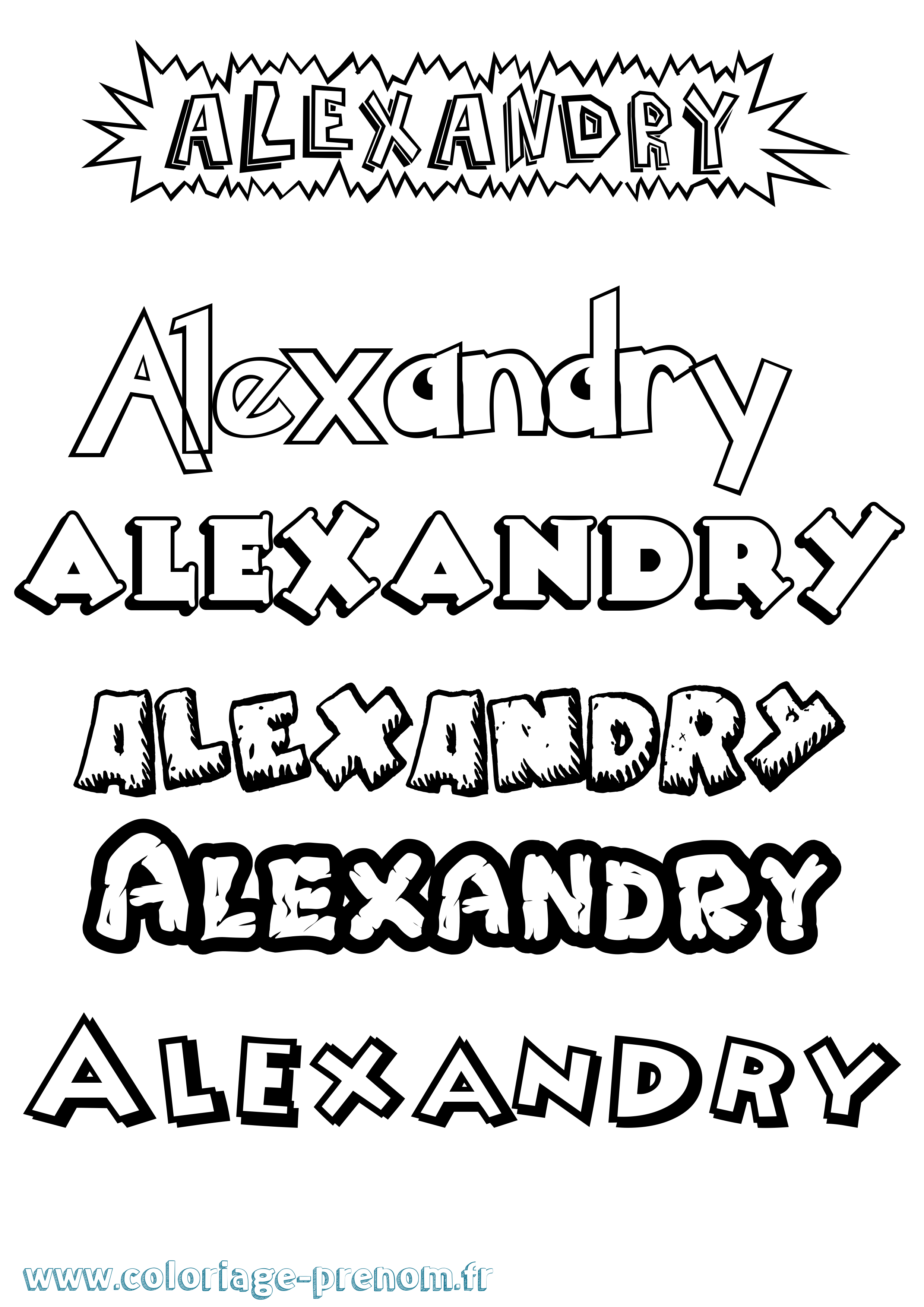 Coloriage Alexandry Dessin Animé Coloriage prénom Alexandry Dessin Animé