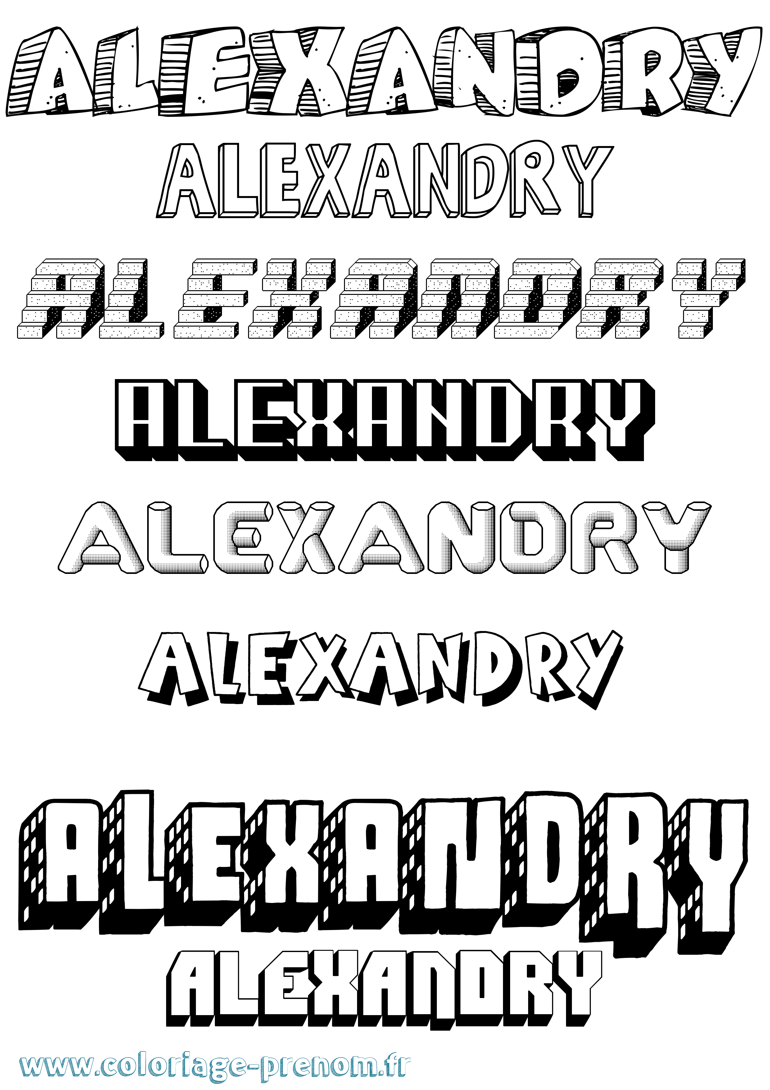 Coloriage Alexandry Effet 3D Coloriage prénom Alexandry Effet 3D