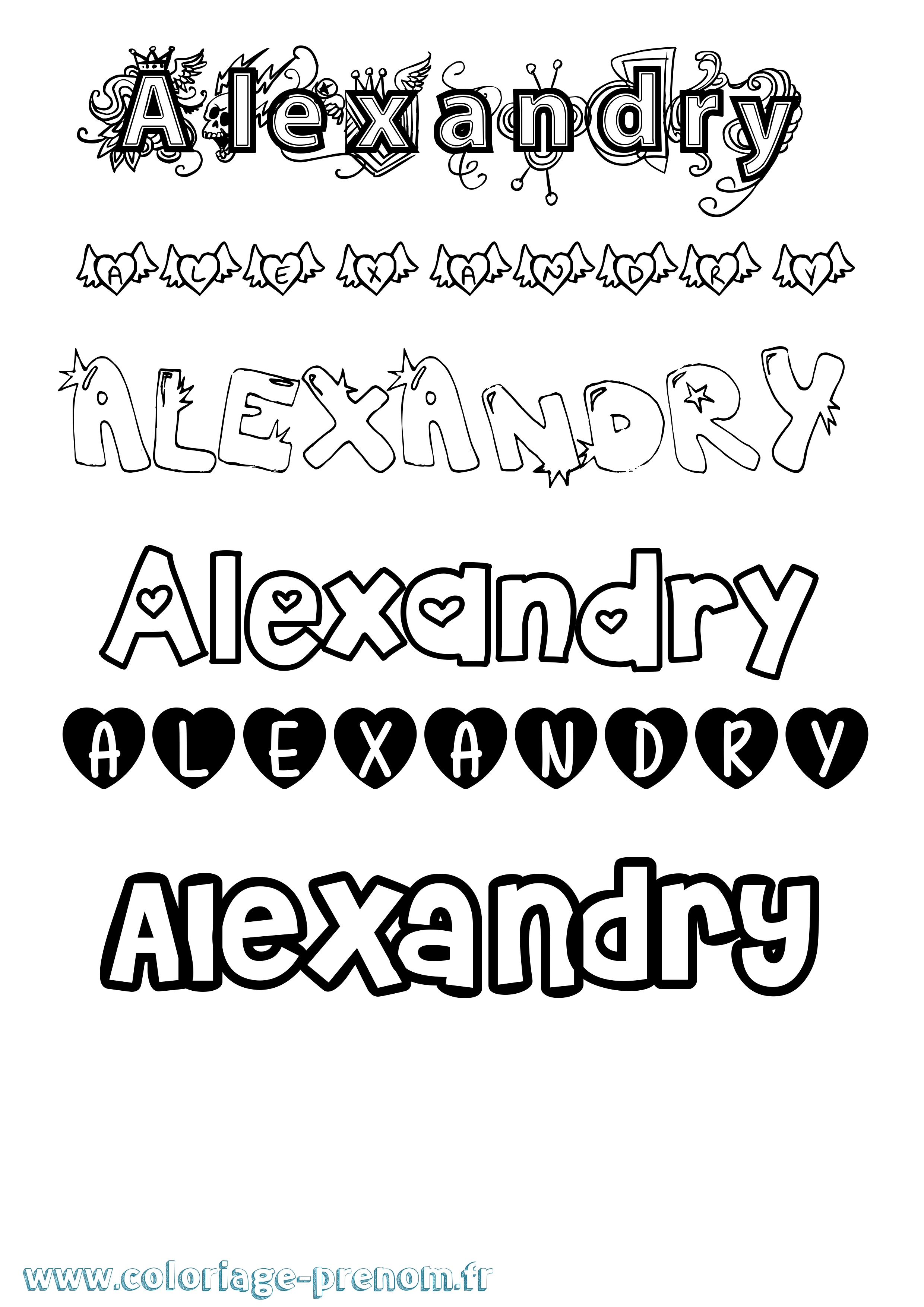 Coloriage Alexandry Girly Coloriage prénom Alexandry Girly