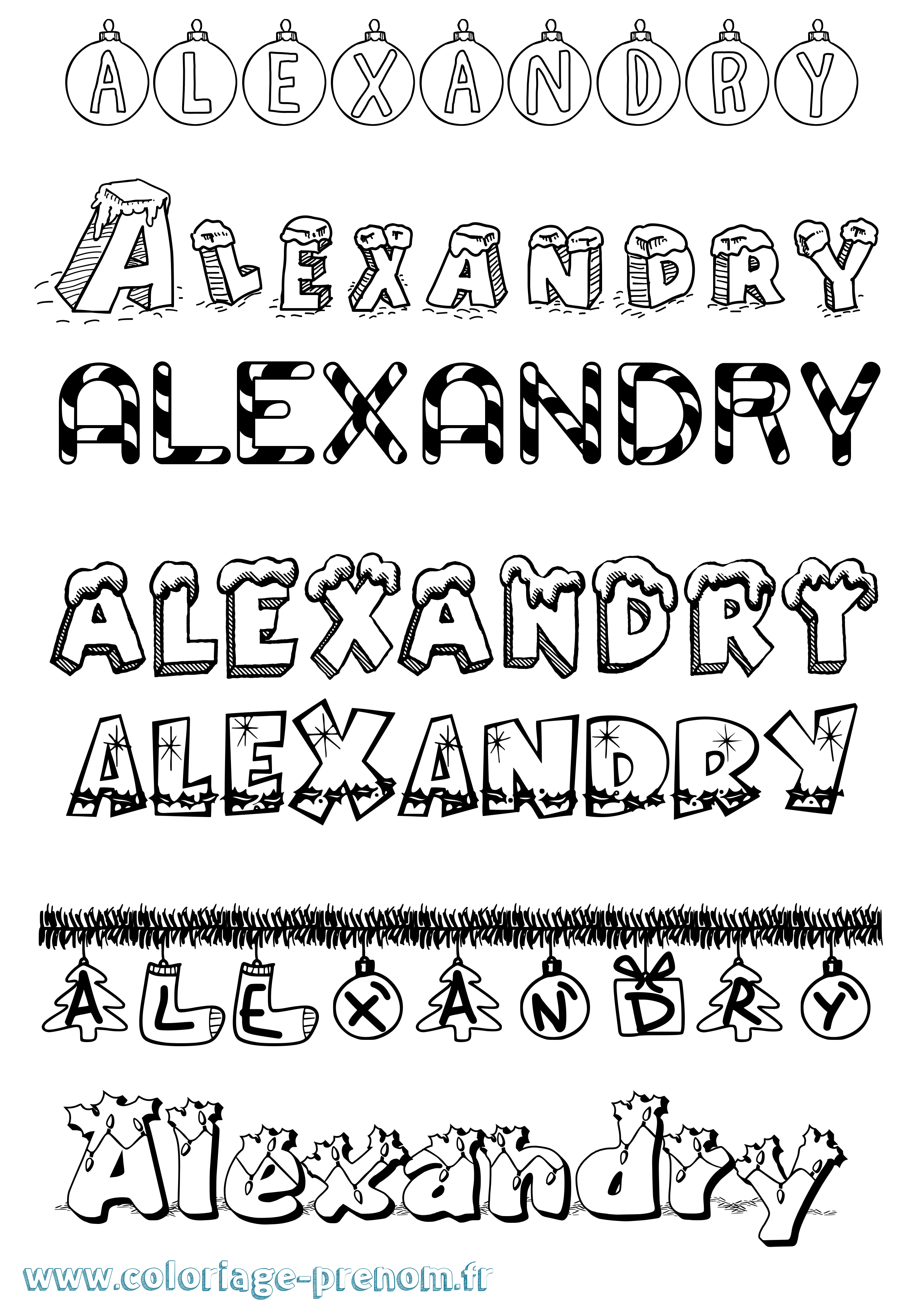 Coloriage Alexandry Noël Coloriage prénom Alexandry Noël