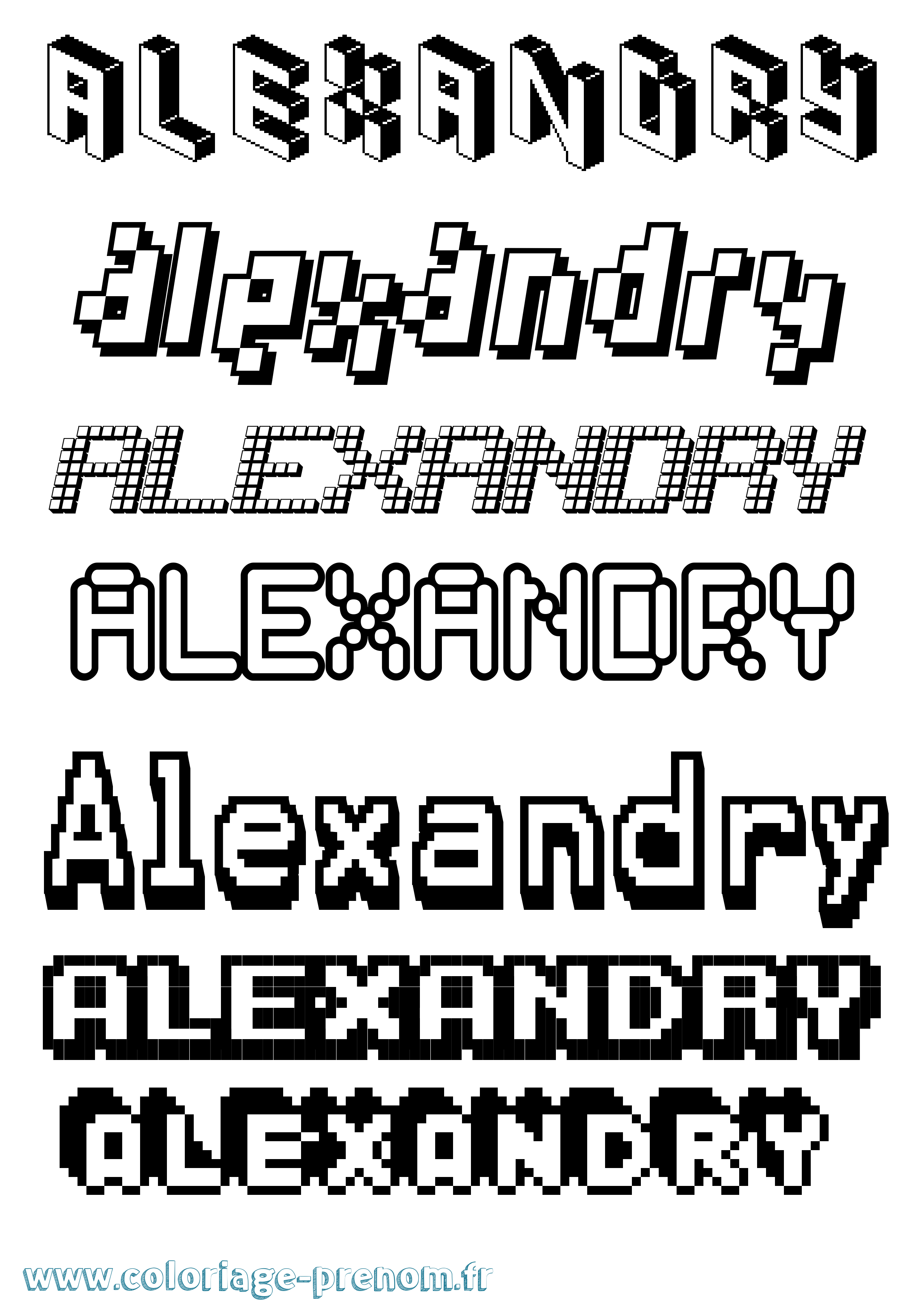 Coloriage Alexandry Pixel Coloriage prénom Alexandry Pixel